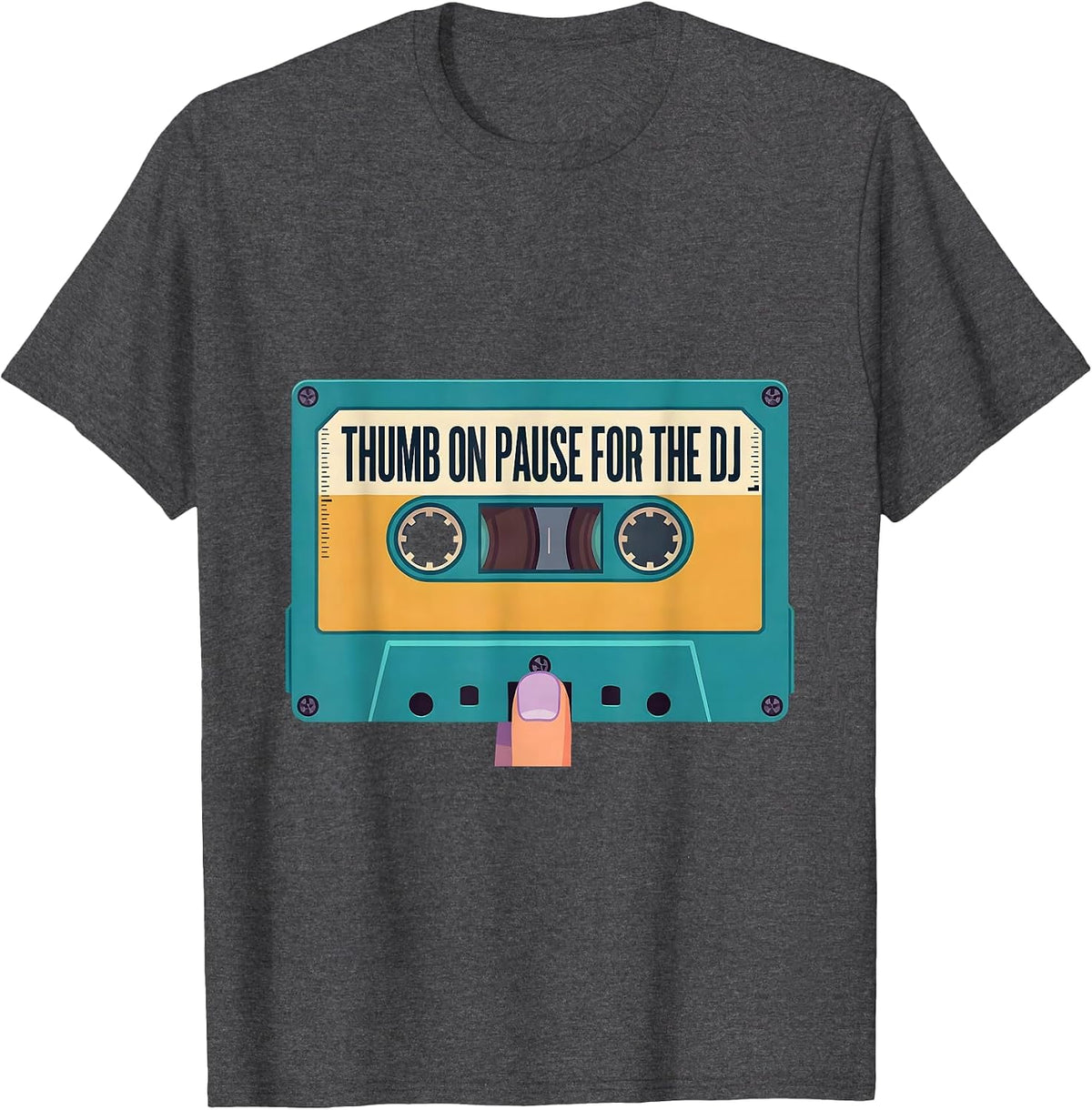 Men's Thumb On Pause For The DJ Retro Hip Hop Cassette Tape Golden T-Shirt - Dark Heather Grey