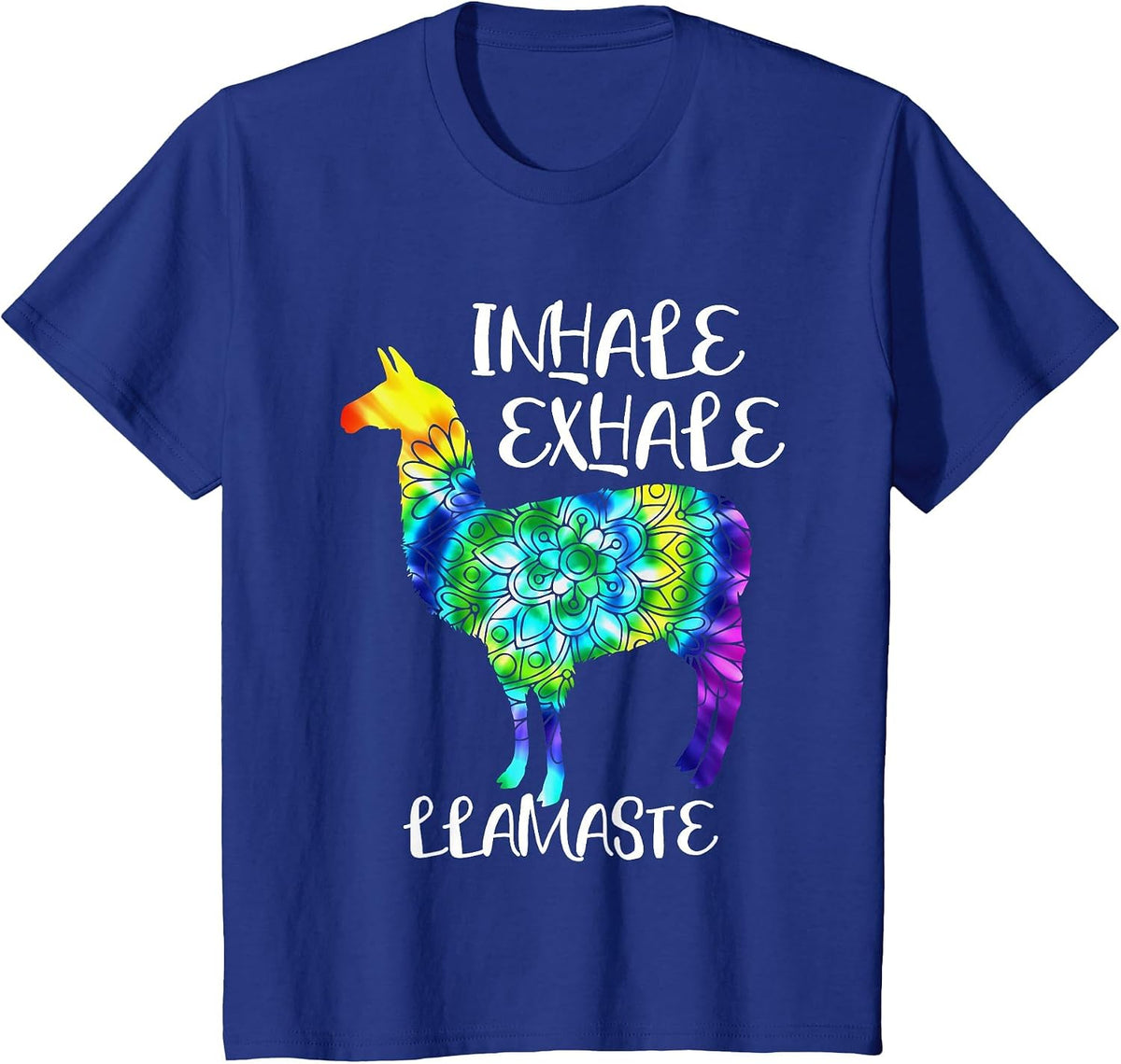 Inhale Exhale Llamaste Namaste Llama Tshirt,Cute Llama Yoga T-Shirt - Royal Blue