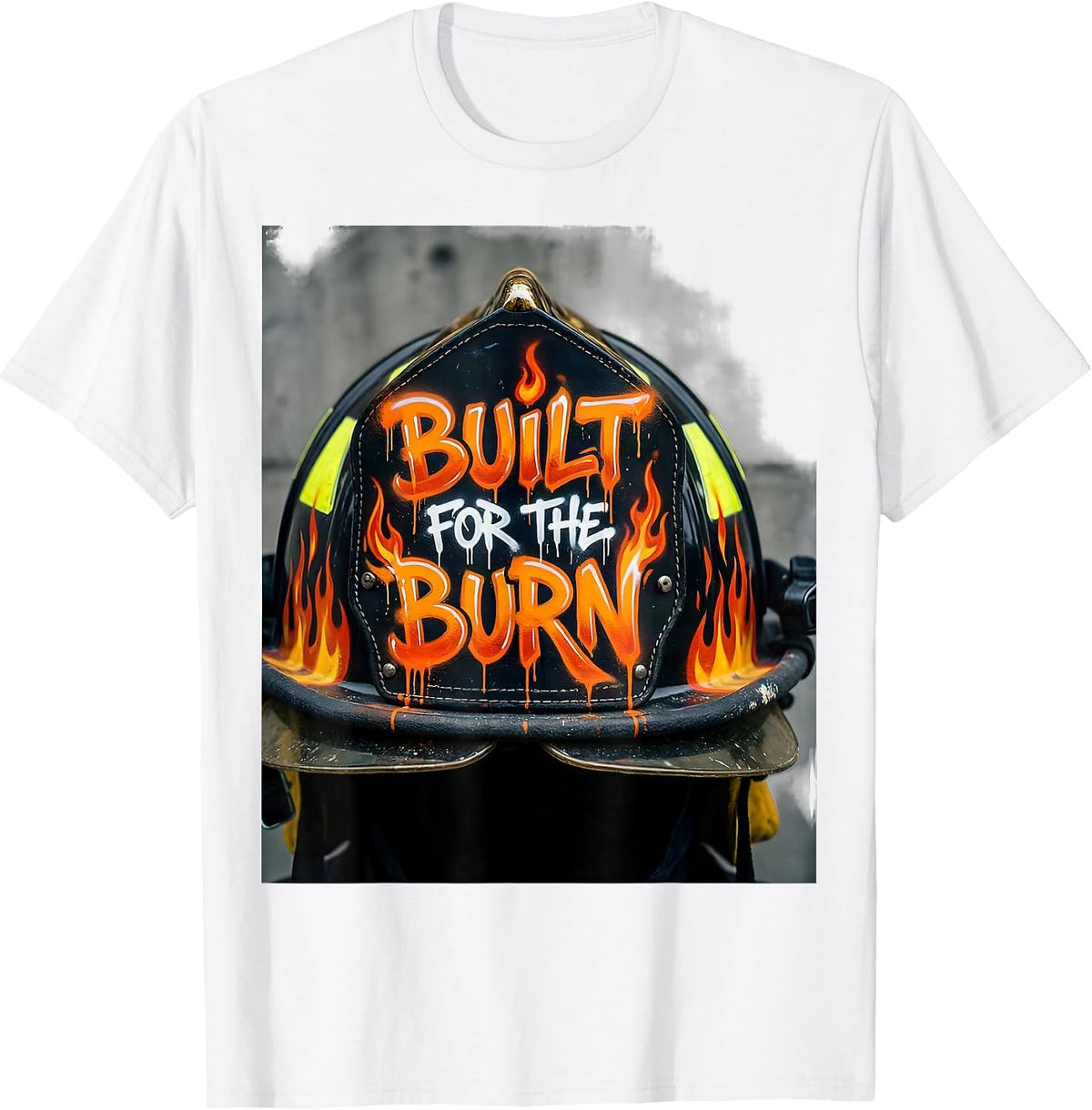 Men's Built for the Burn Firefighter Graphic Design T-Shirt - White