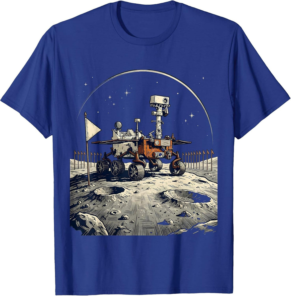 Men's Lunar Rover Retro Space Enthusiast Astronomy Humor T-Shirt - Royal Blue