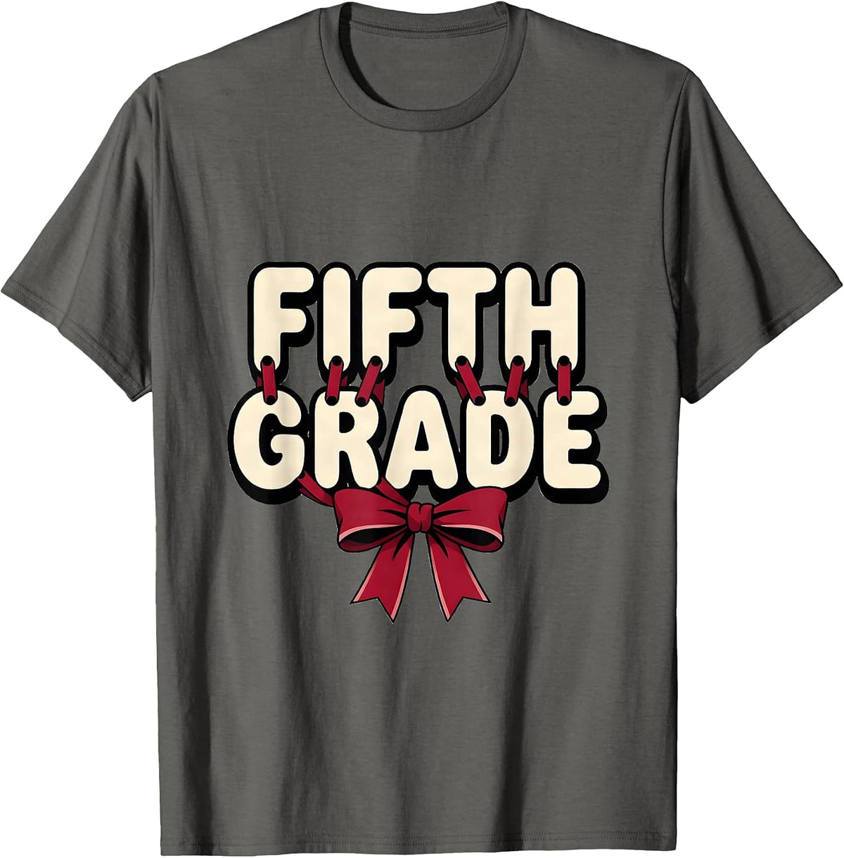 Men's Fifth Grade Coquette Ribbon Preppy Back To School Teacher T-Shirt - Asphalt Grey