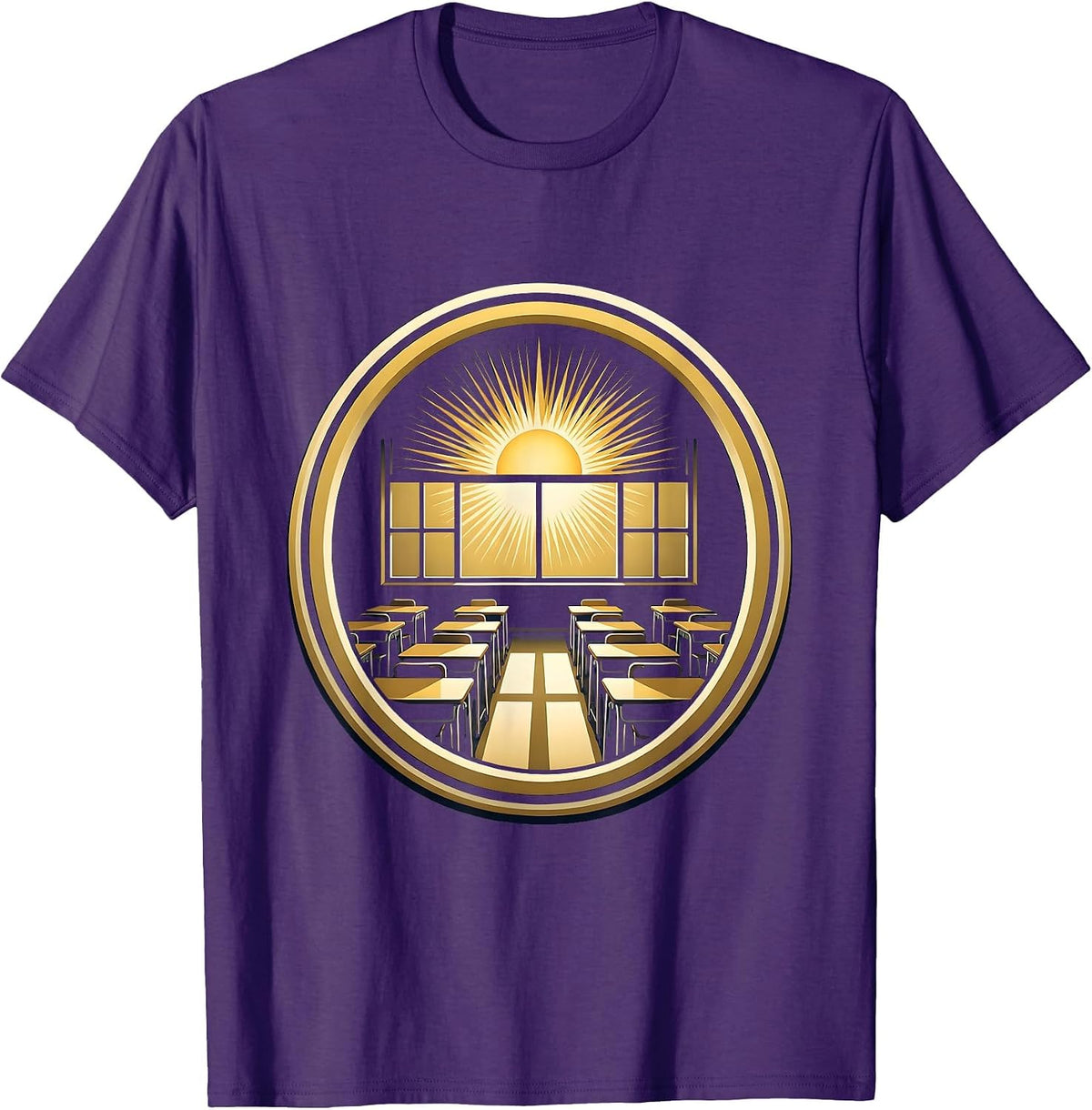 5th Grade Teacher Sunny Classroom Illustration T-Shirt - Purple