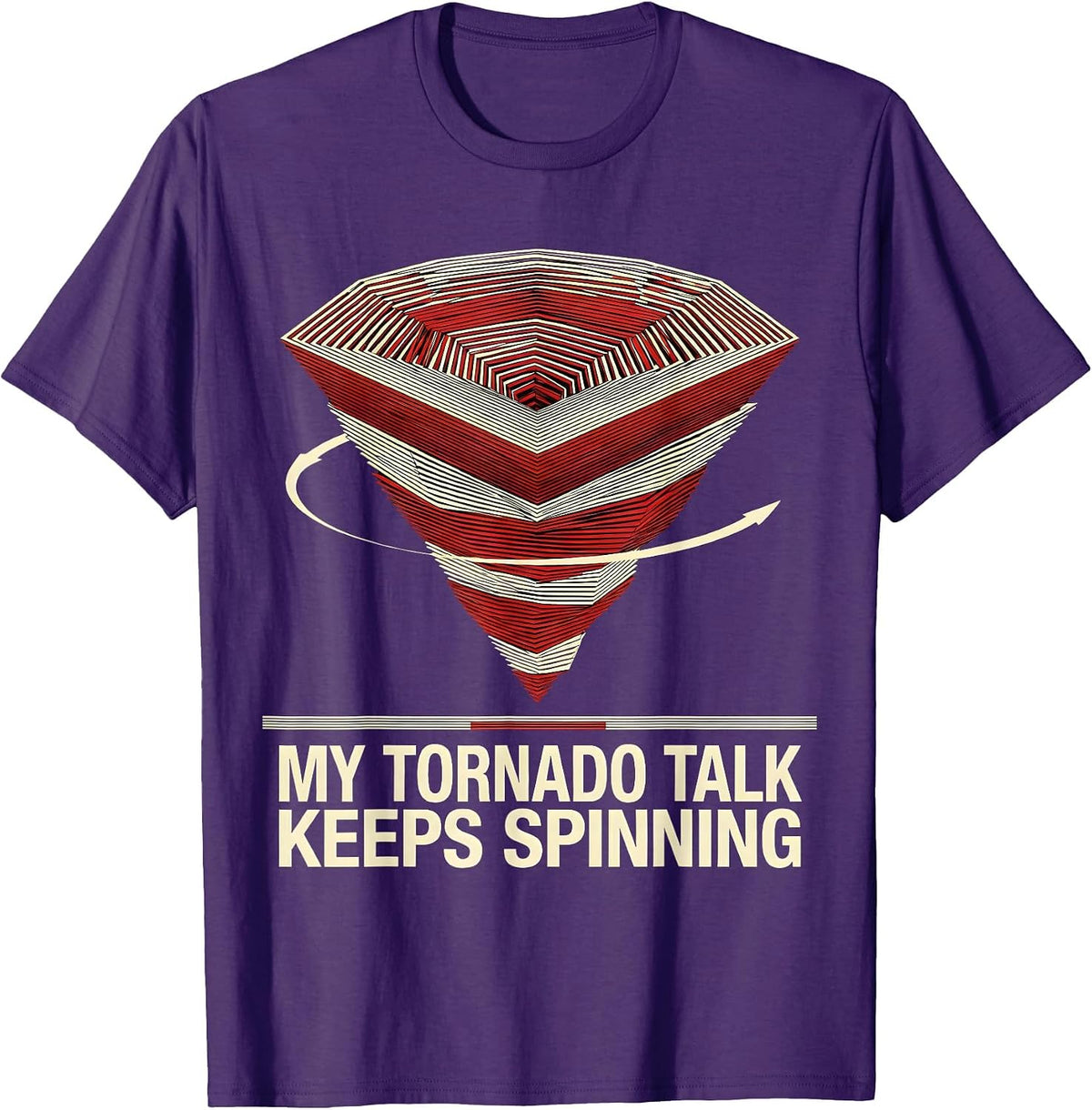 Men's My Tornado Talk Keeps Spinning Geometric Storm Chaser T-Shirt - Purple