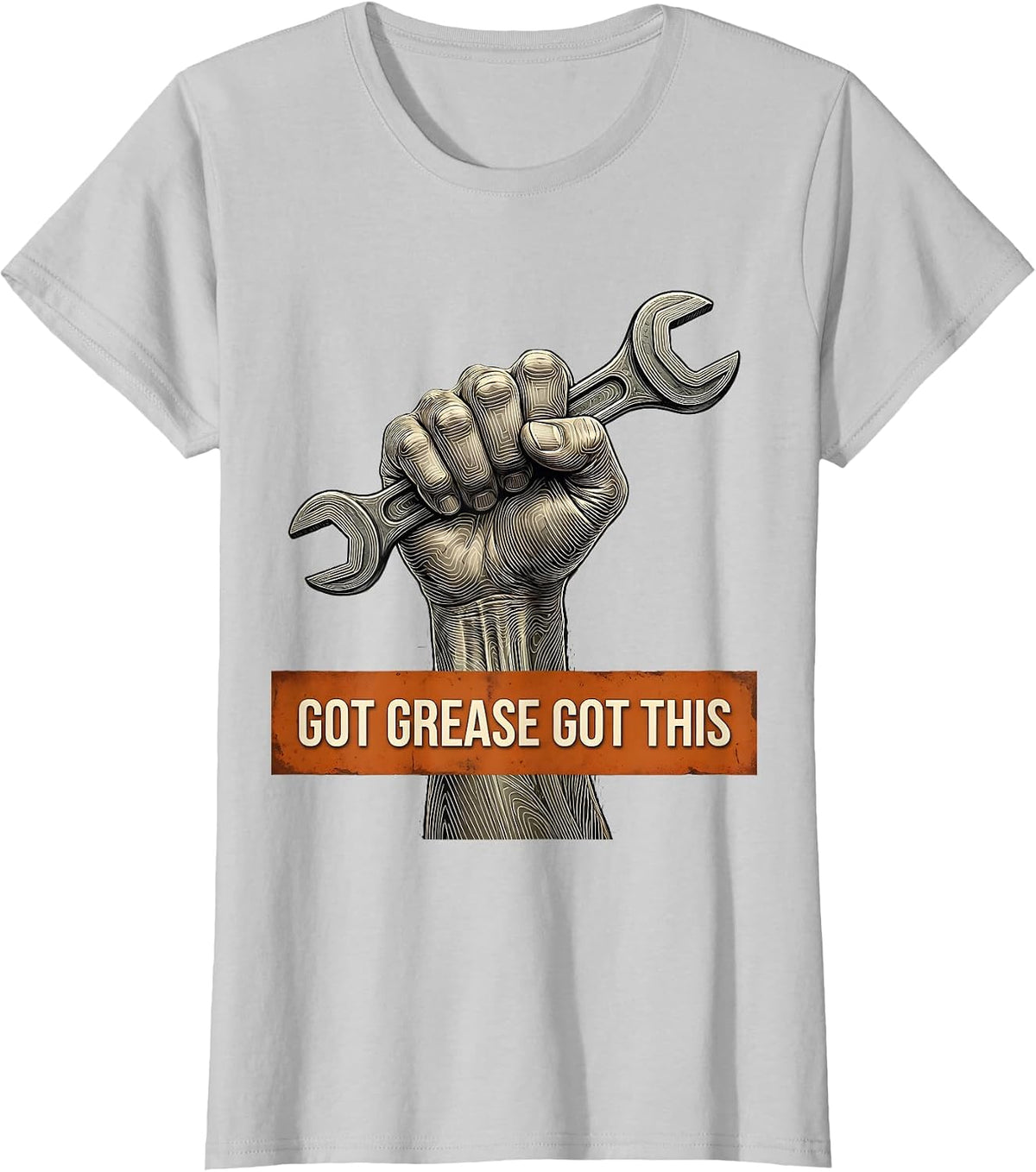 Got Grease Got This Mechanic Design T-Shirt - Silver Grey