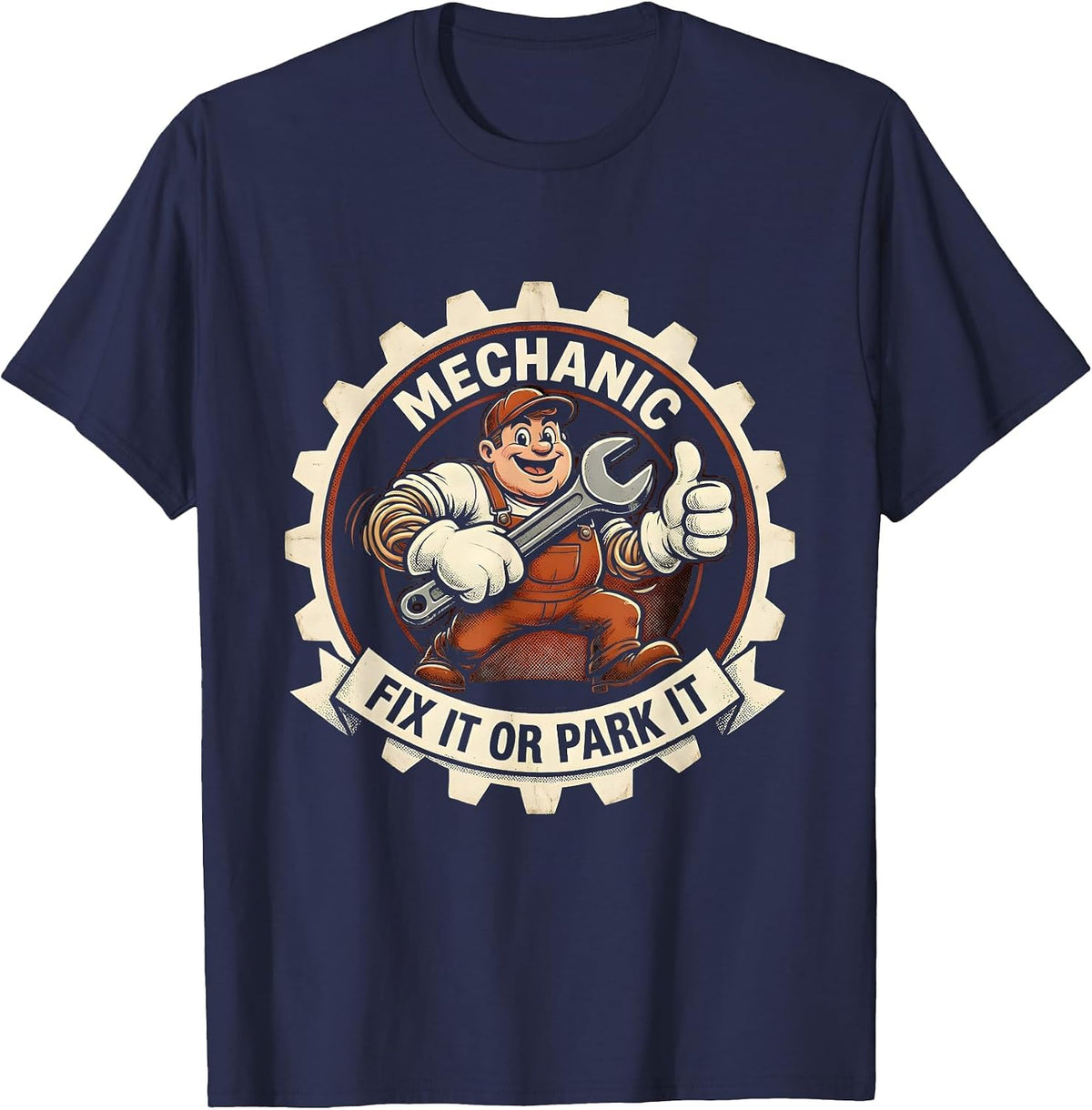 Men's Fix It Or Park It Mechanic Graphic Design T-Shirt - Navy Blue