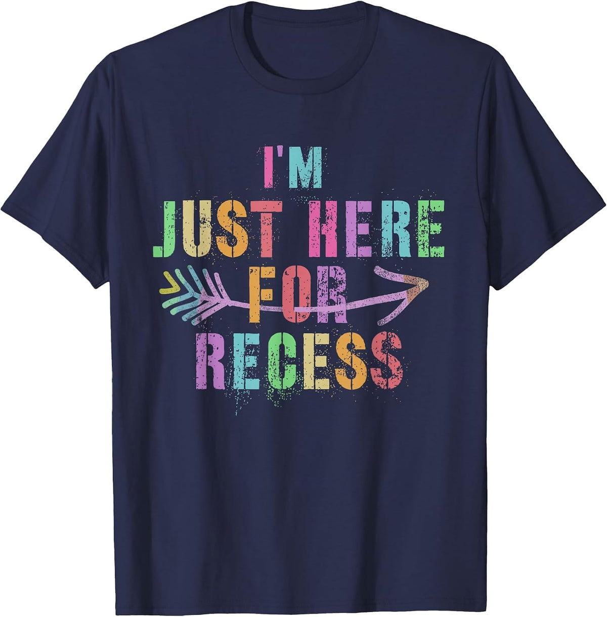 I'm JUST HERE for Recess Cafeteria Sarcasm Funny Lunch Lady T-Shirt - Navy Blue