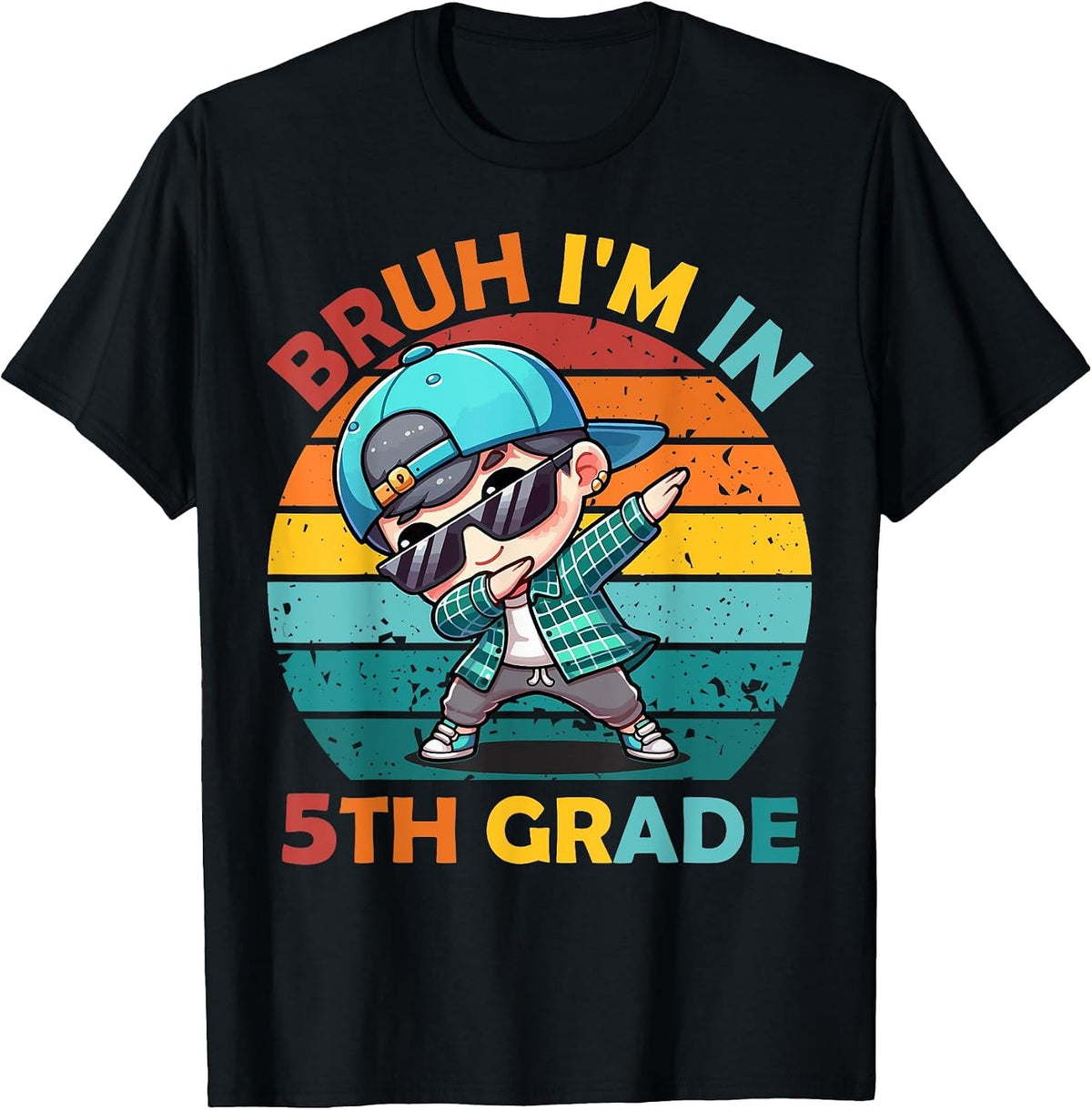 Fifth Grade Bruh I'm in 5th Grade Dabbing Boy Student School T-Shirt - Black
