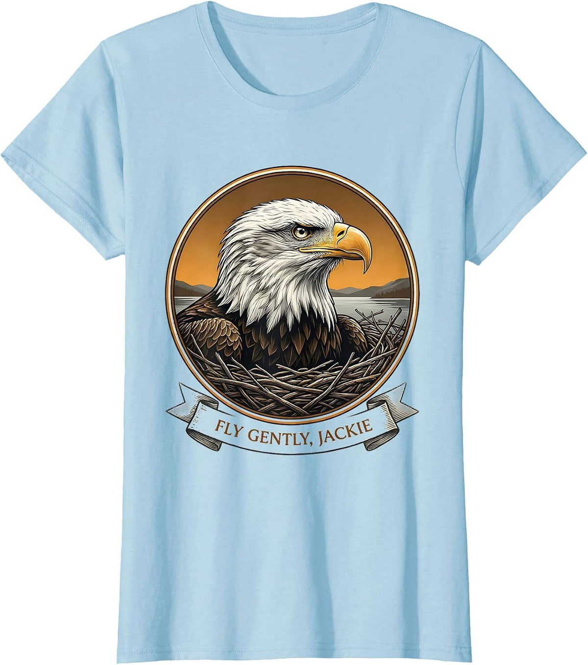 Fly Gently, Jackie Eagle Memorial Tribute Wildlife T-Shirt - Baby Blue