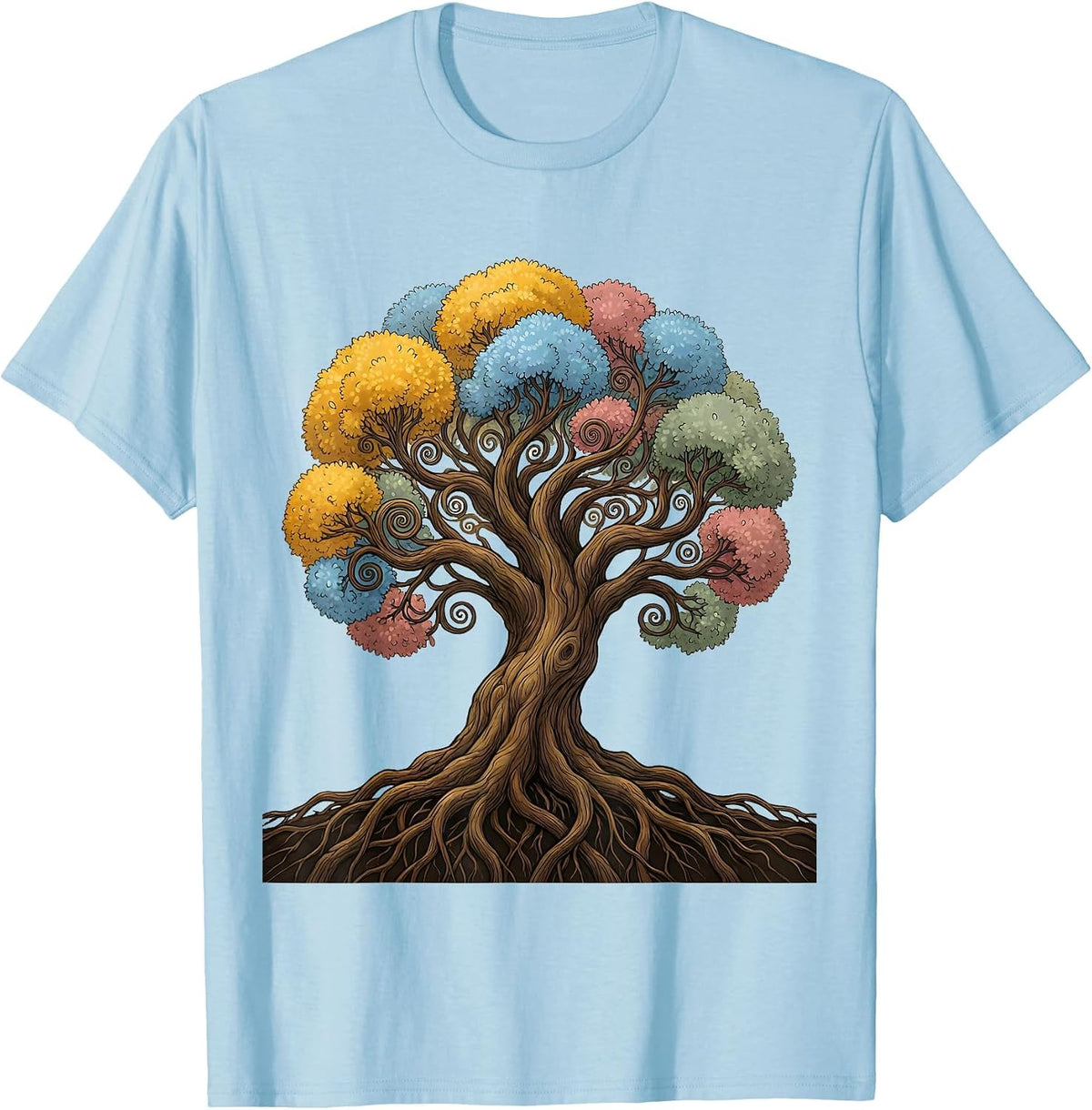 Down Syndrome Awareness Colorful Tree Illustration T-Shirt - Baby Blue