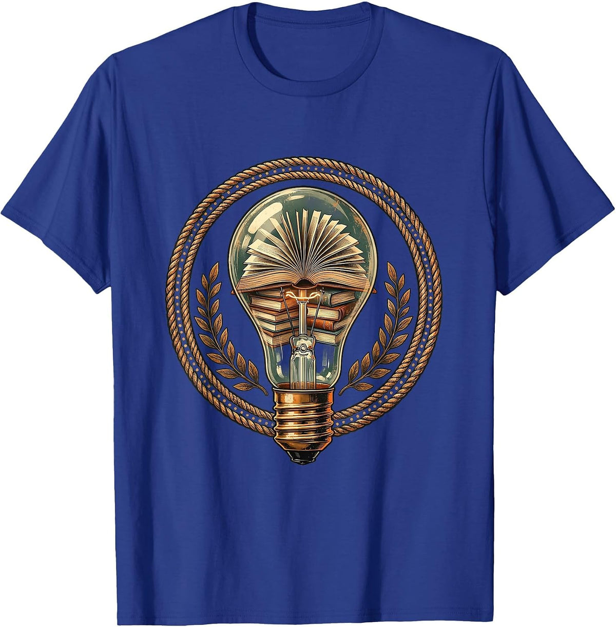 5th Grade Teacher Light Bulb Books Illustration T-Shirt - Royal Blue