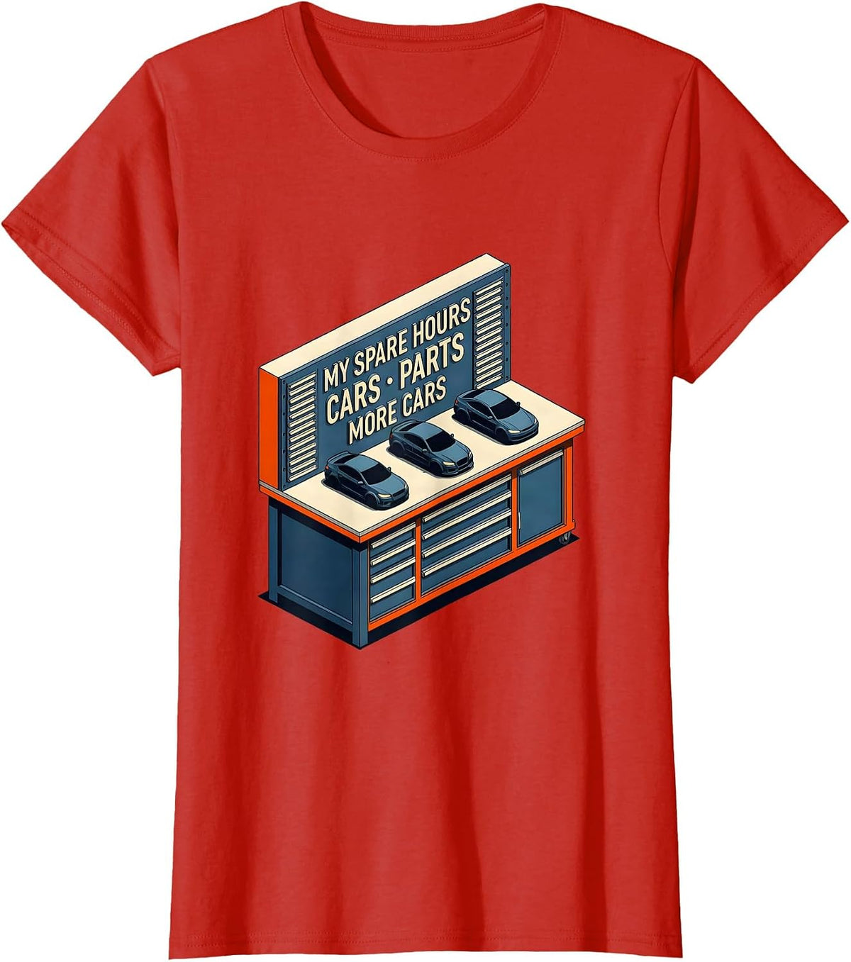 My Spare Hours Cars Parts More Cars Funny Car Guy Car T-Shirt - Red