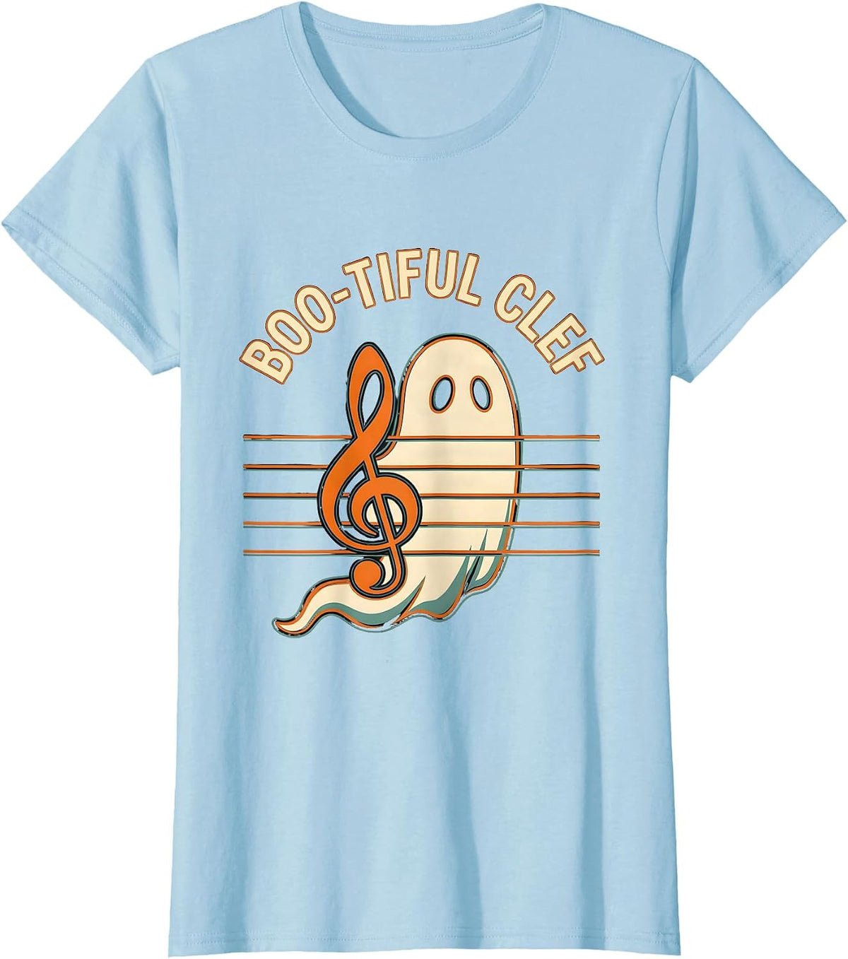 Women's Boo-tiful Clef Funny Music Teacher Halloween Costume T-Shirt - Baby Blue