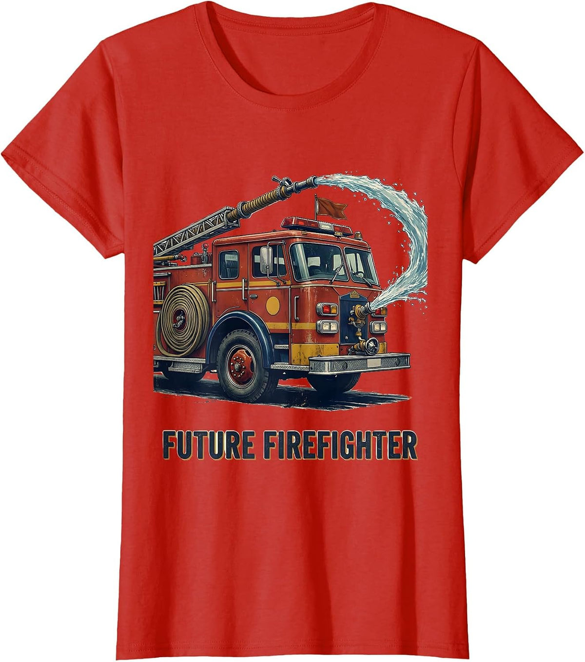 Women's Future Firefighter Vintage Toddler Boy Fire Truck Birthday T-Shirt - Red