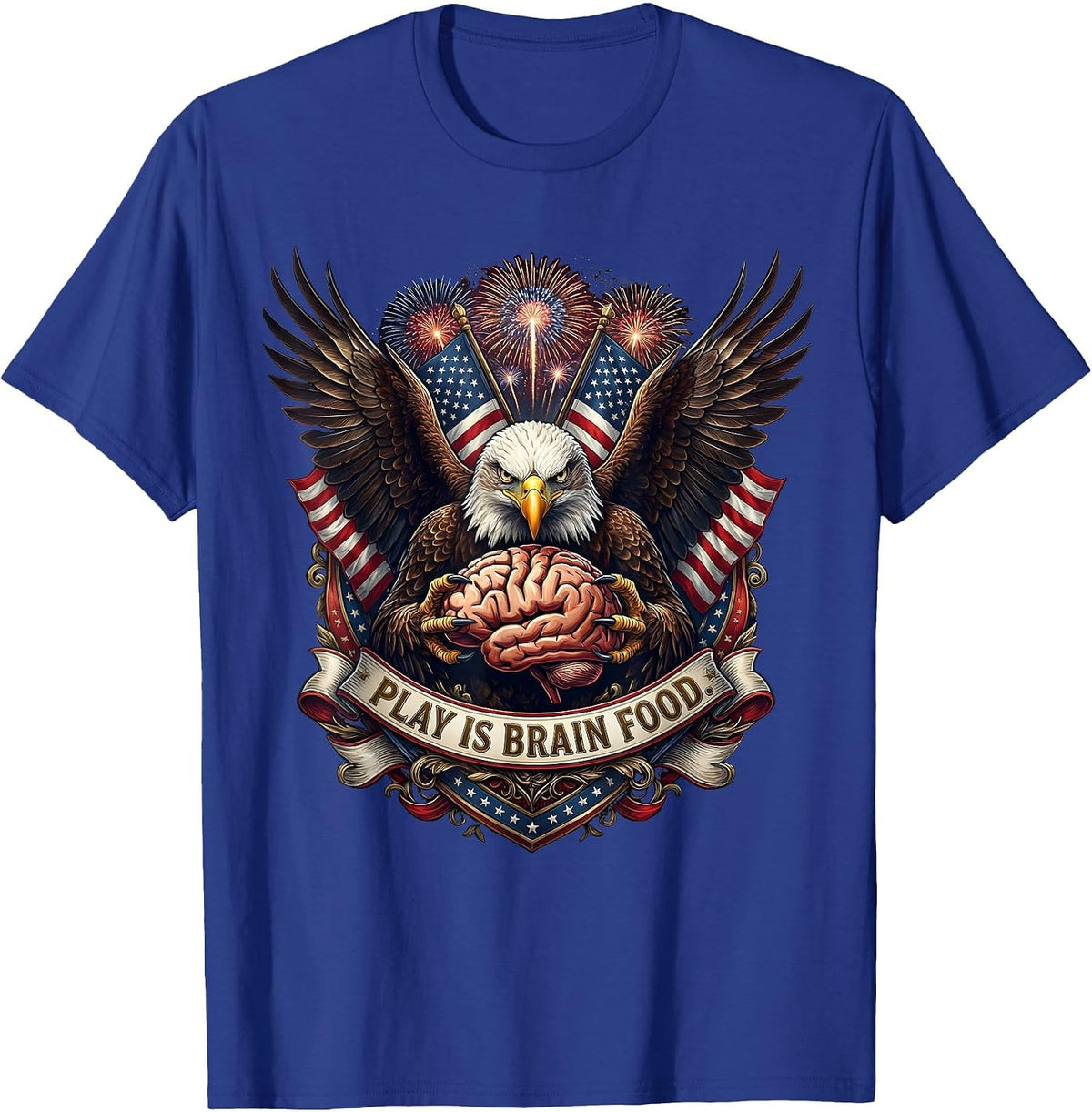 Play Is Brain Food Teacher Learning Design T-Shirt - Royal Blue