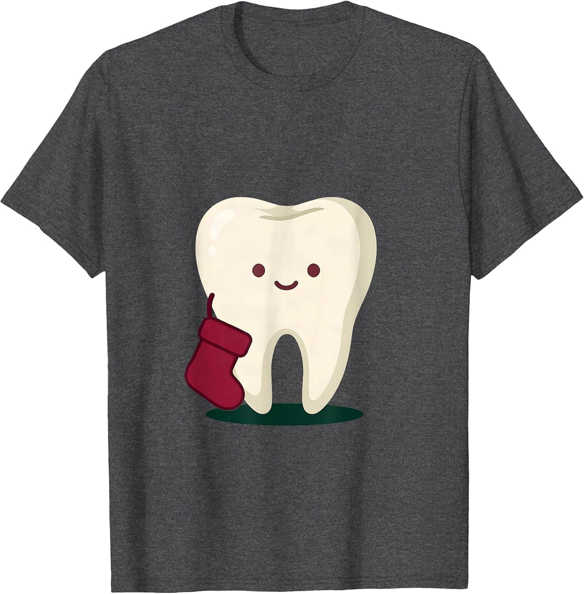 Men's Broad Tooth Mascot Cute Kawaii Dentist Christmas T-Shirt - Dark Heather Grey