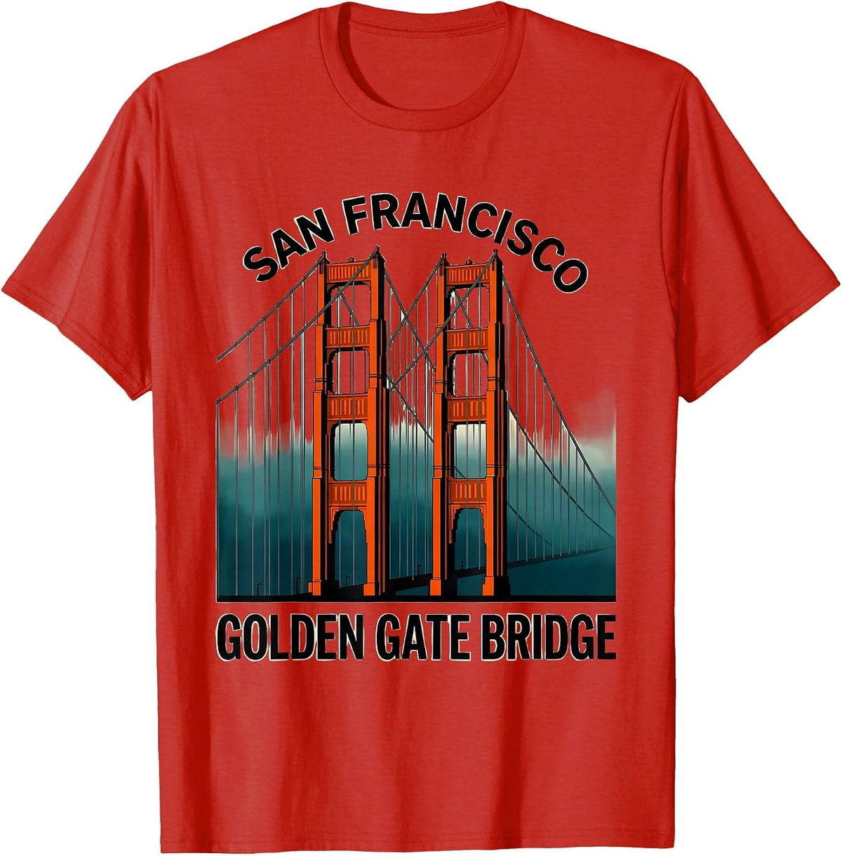 Men's San Francisco Golden Gate Bridge Retro Souvenir Gift T-Shirt - Red