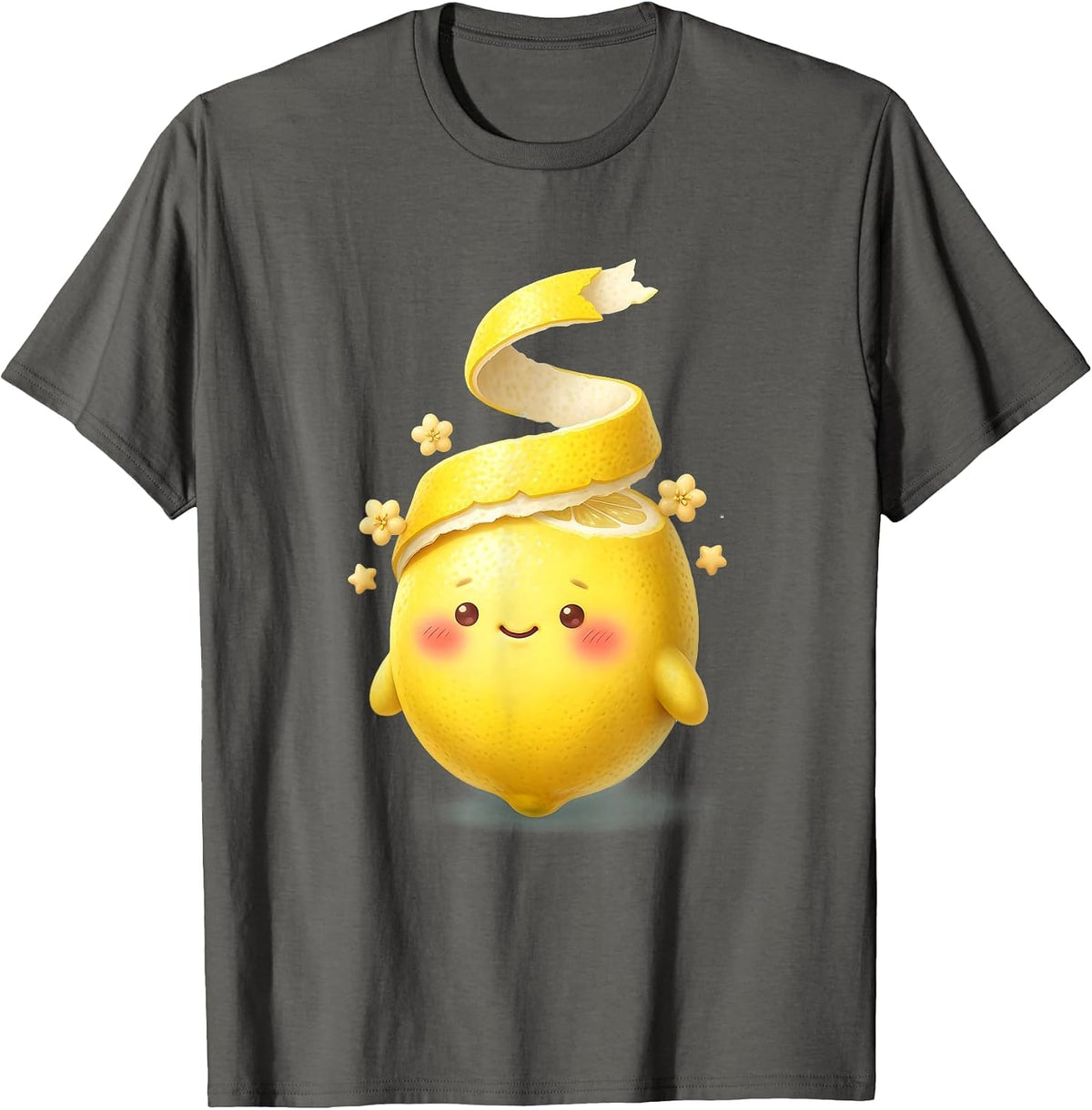 Lemon Peel Spiral Citrus Art Graphic Design T-Shirt - Asphalt Grey