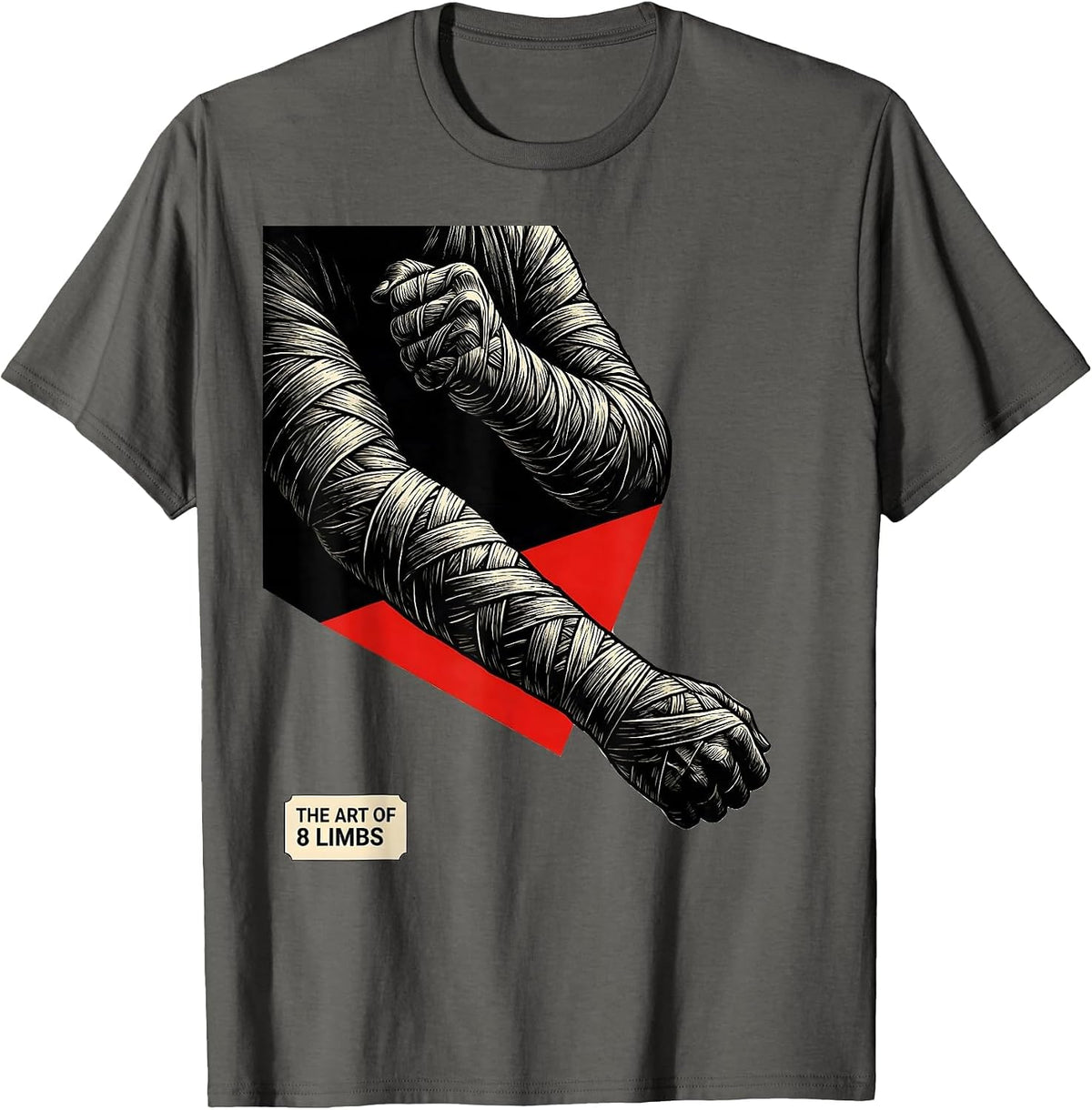 Men's The Art Of 8 Limbs Constructivist Muay Thai Boxing Gym T-Shirt - Asphalt Grey