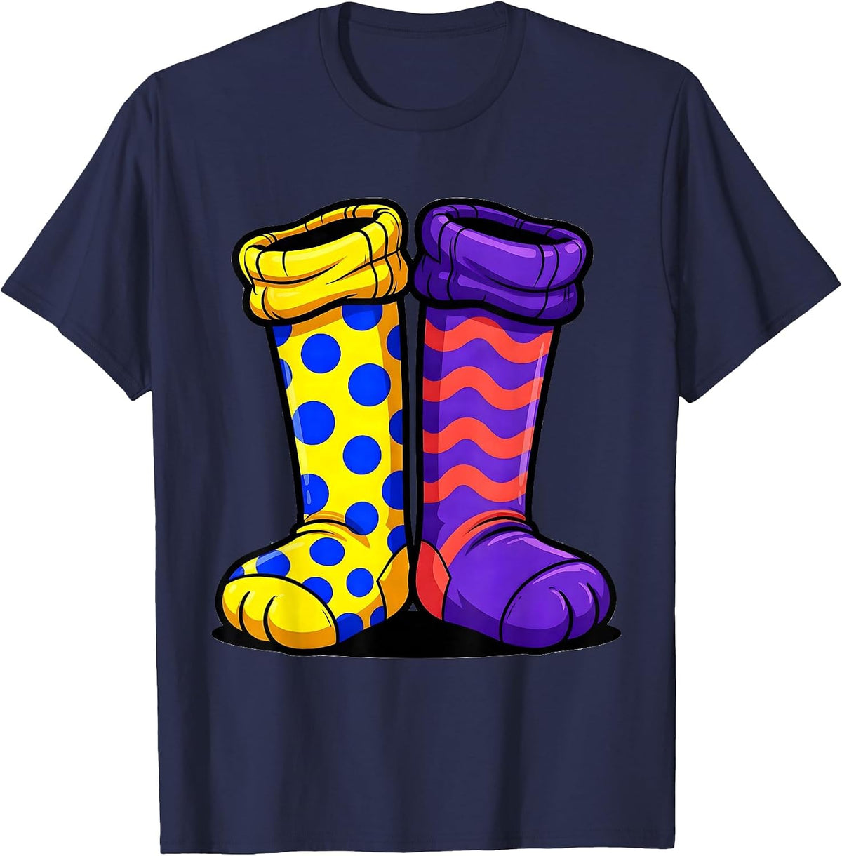 Men's Down Syndrome Awareness Mismatched Socks Design T-Shirt - Navy Blue