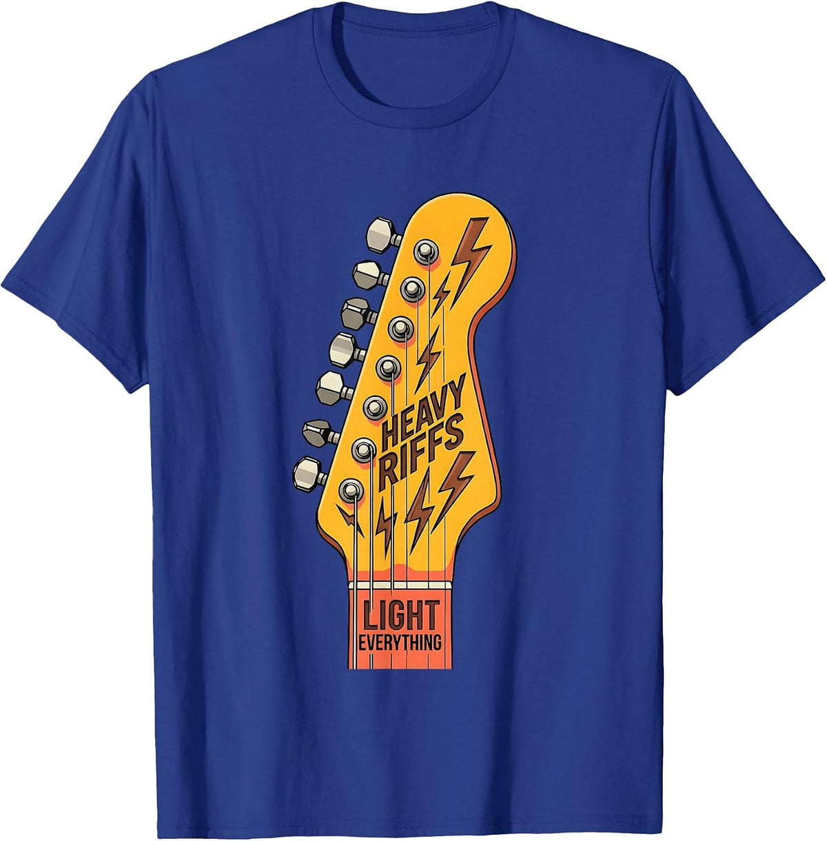 Heavy Riffs Light Everything Vintage Rock Band T-Shirt - Royal Blue