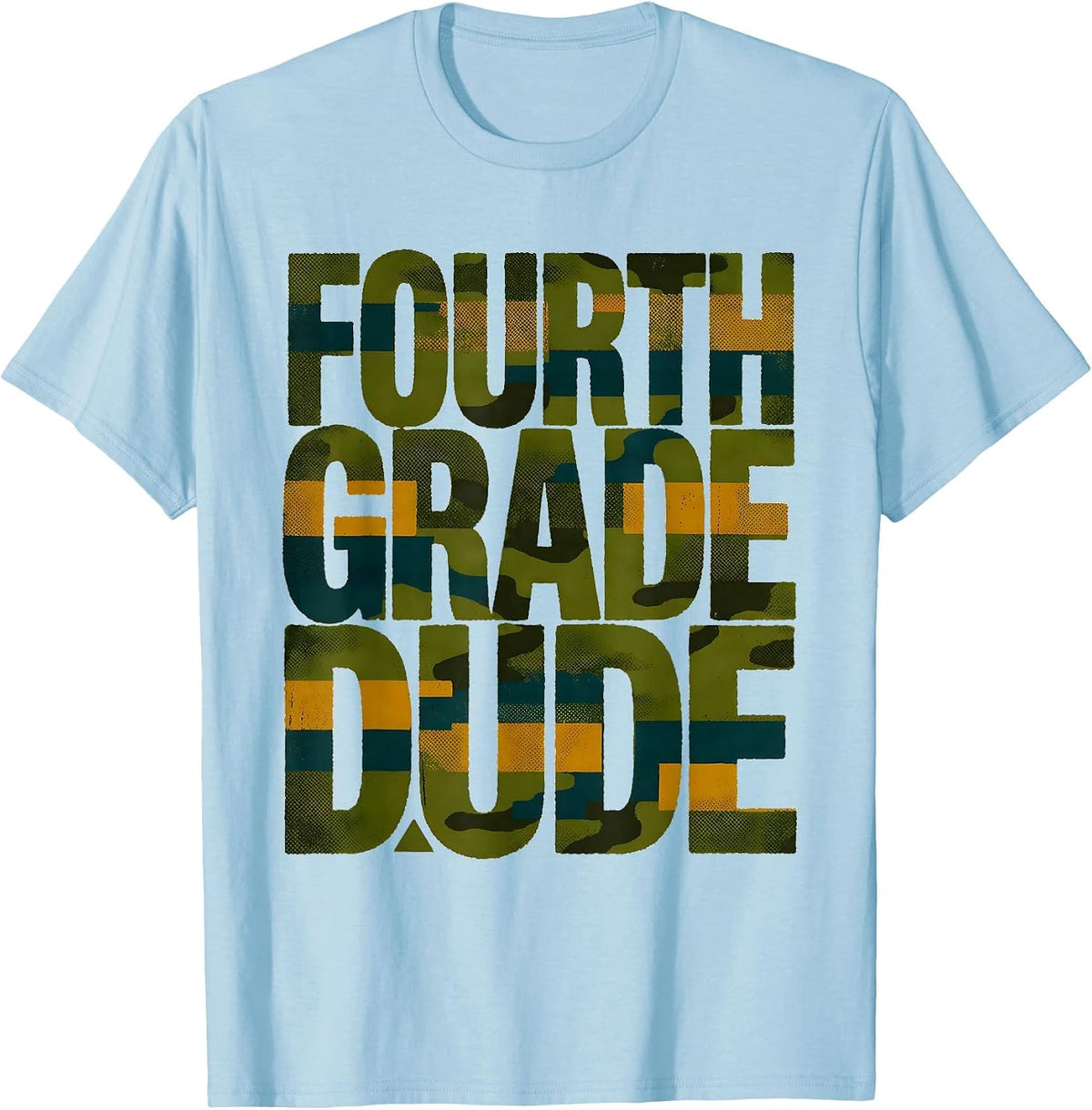 Men's Fourth Grade Dude Camo Back To School Boys First Day T-Shirt - Baby Blue