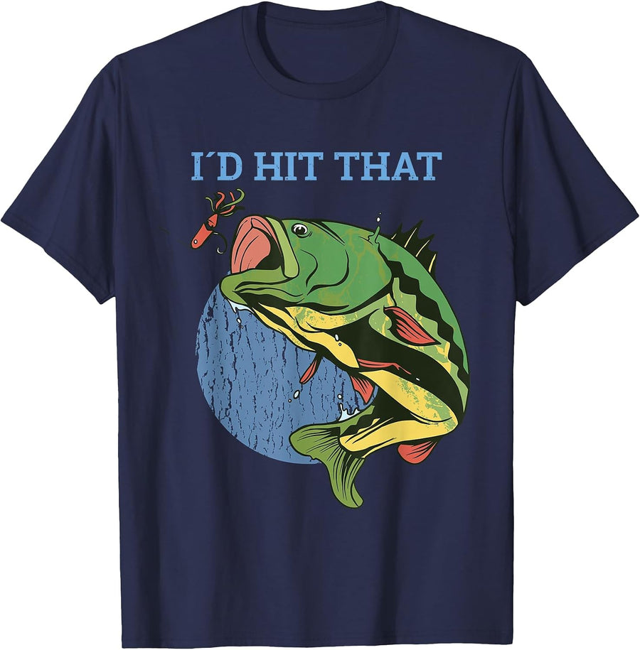 I'd Hit that Shirt I Fish Funny Fishing T-Shirt - Navy Blue