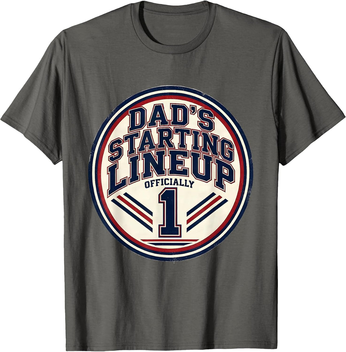 Men's Officially Dad's Starting Lineup Funny Dad Gift Birthday T-Shirt - Asphalt Grey