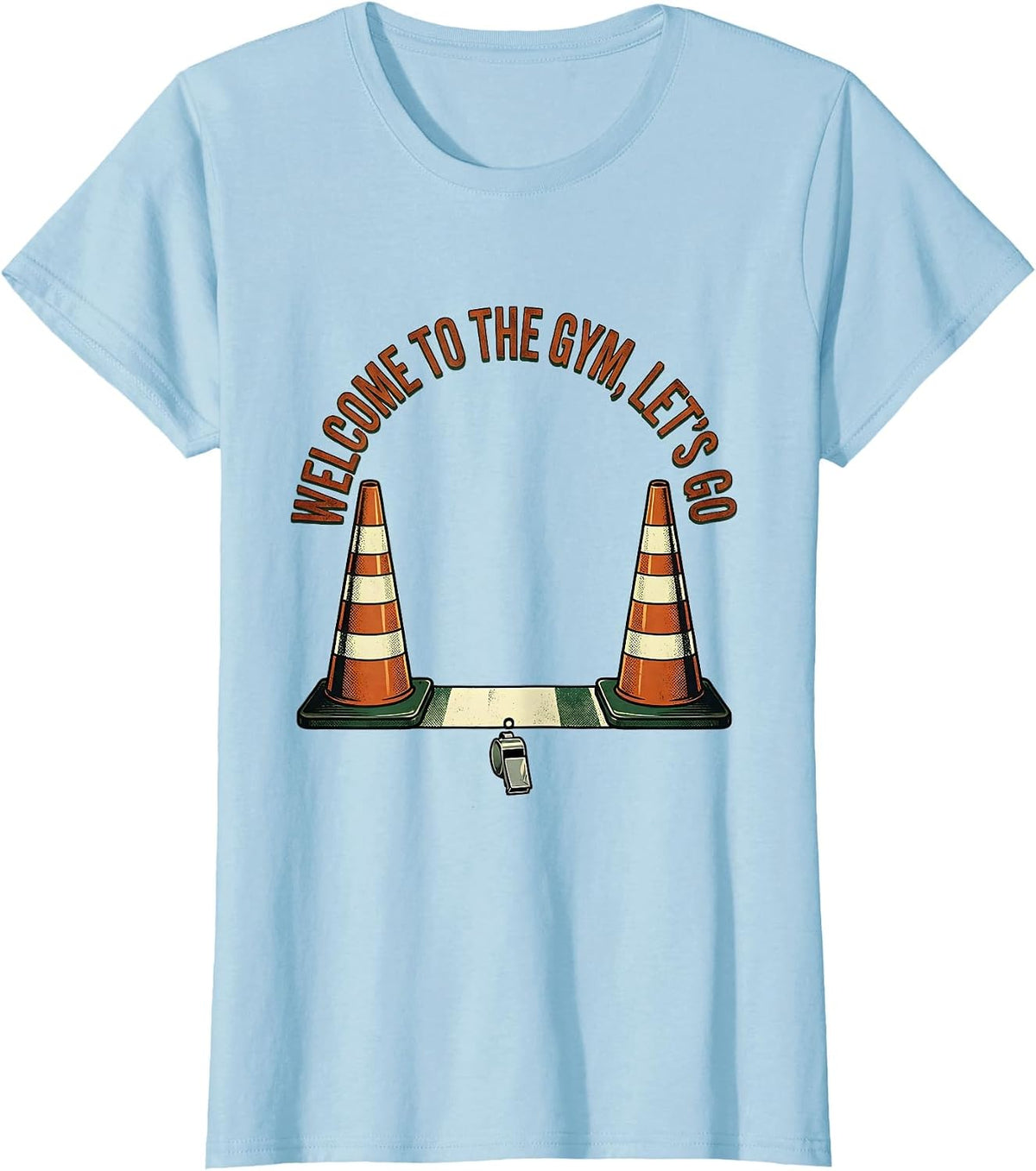 Women's Welcome To The Gym Let's Go Vintage PE Teacher Back T-Shirt - Baby Blue