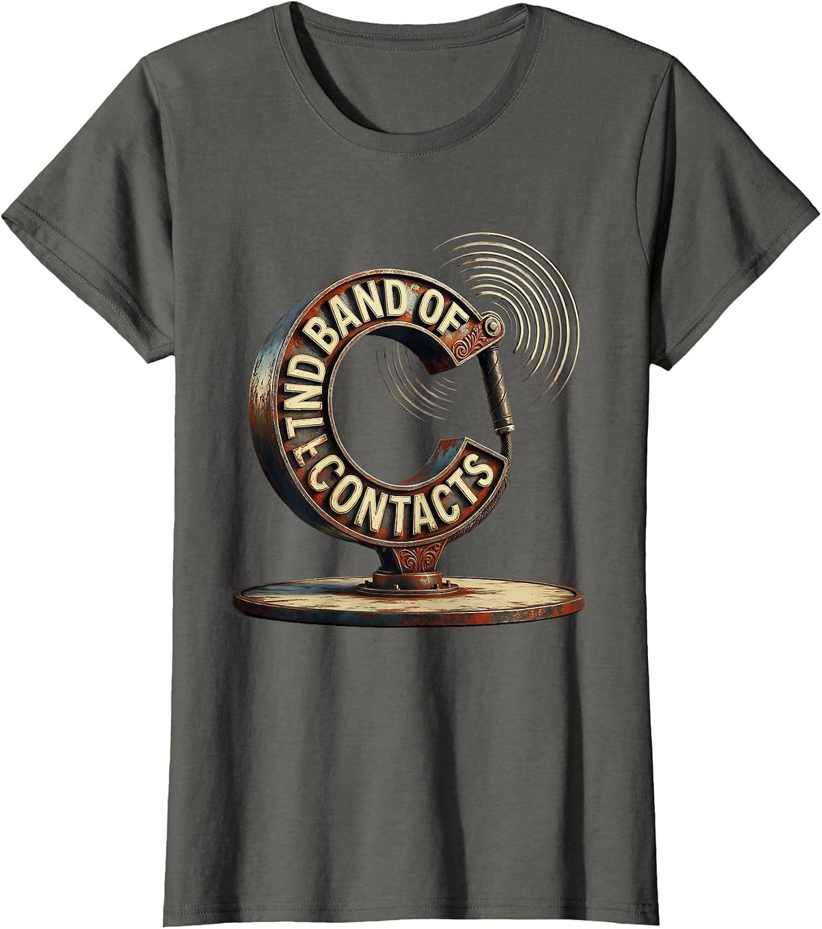 Women's Band Of Contacts Vintage Ham Radio Operator Nerdy Humor T-Shirt - Asphalt Grey