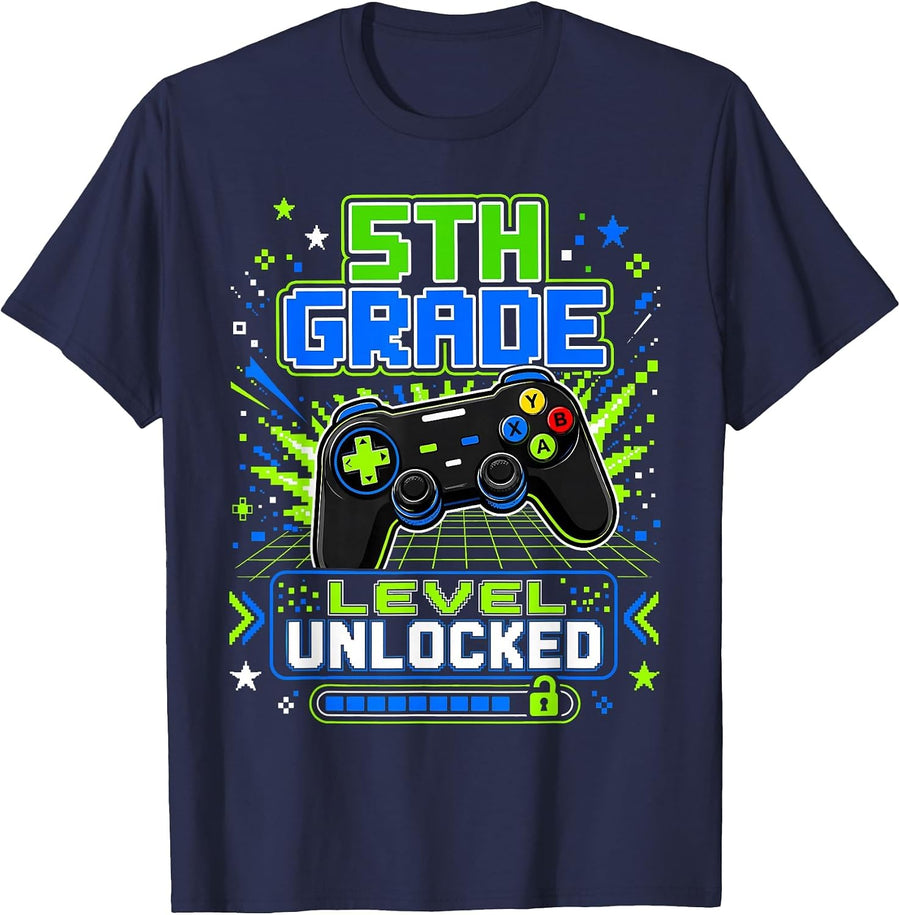 5th Grade for Boys Back to School First Day of Fifth Grade T-Shirt - Navy Blue