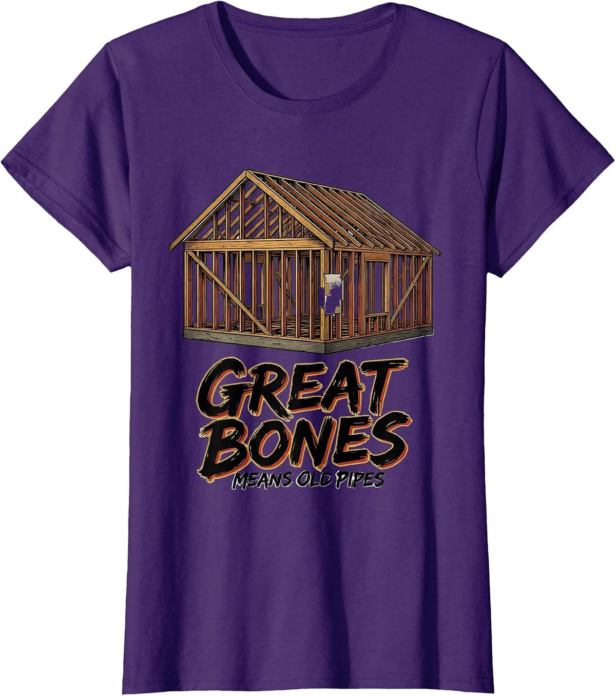 Women's Great Bones Means Old Pipes Funny Realtor Real Estate Agent T-Shirt - Purple