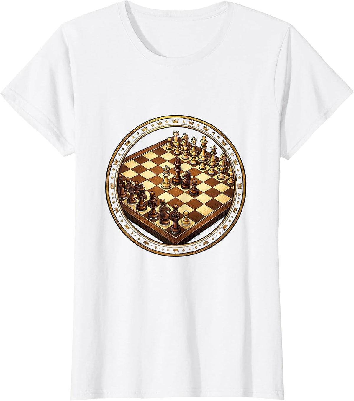 Instructional Coach Chess Mid-Game Board Illustration T-Shirt - White