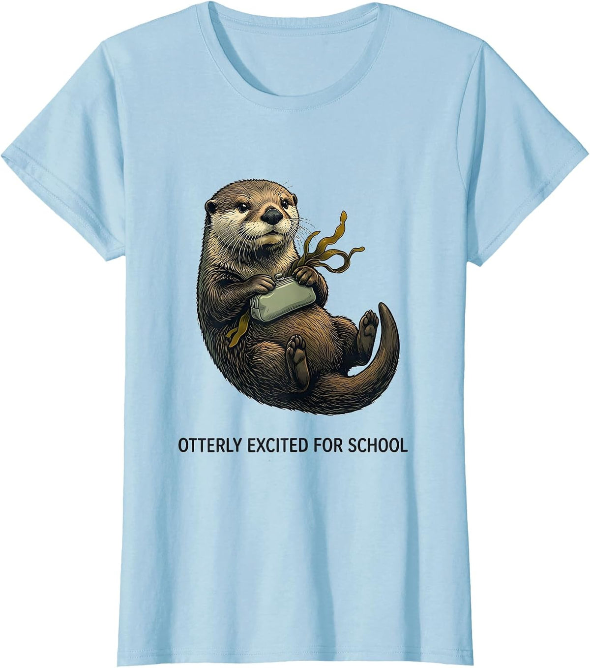 Otterly Excited For School Funny Sea Otter Back To School T-Shirt - Baby Blue