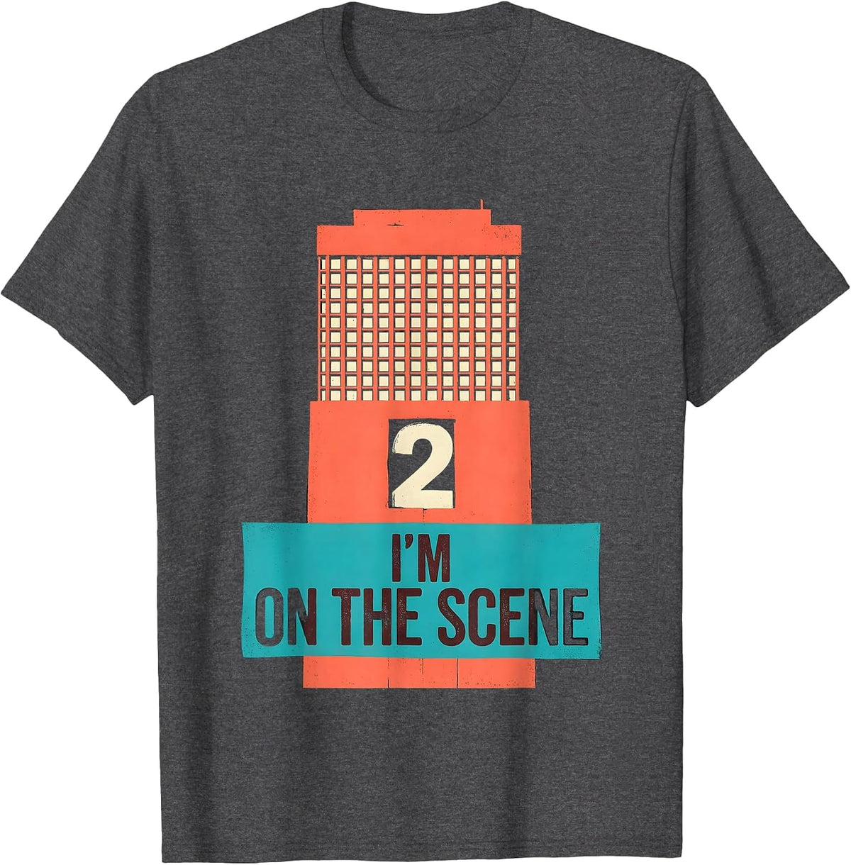 Men's On The Scene I'm 2 Midcentury Modern Firefighter Kids T-Shirt - Dark Heather Grey