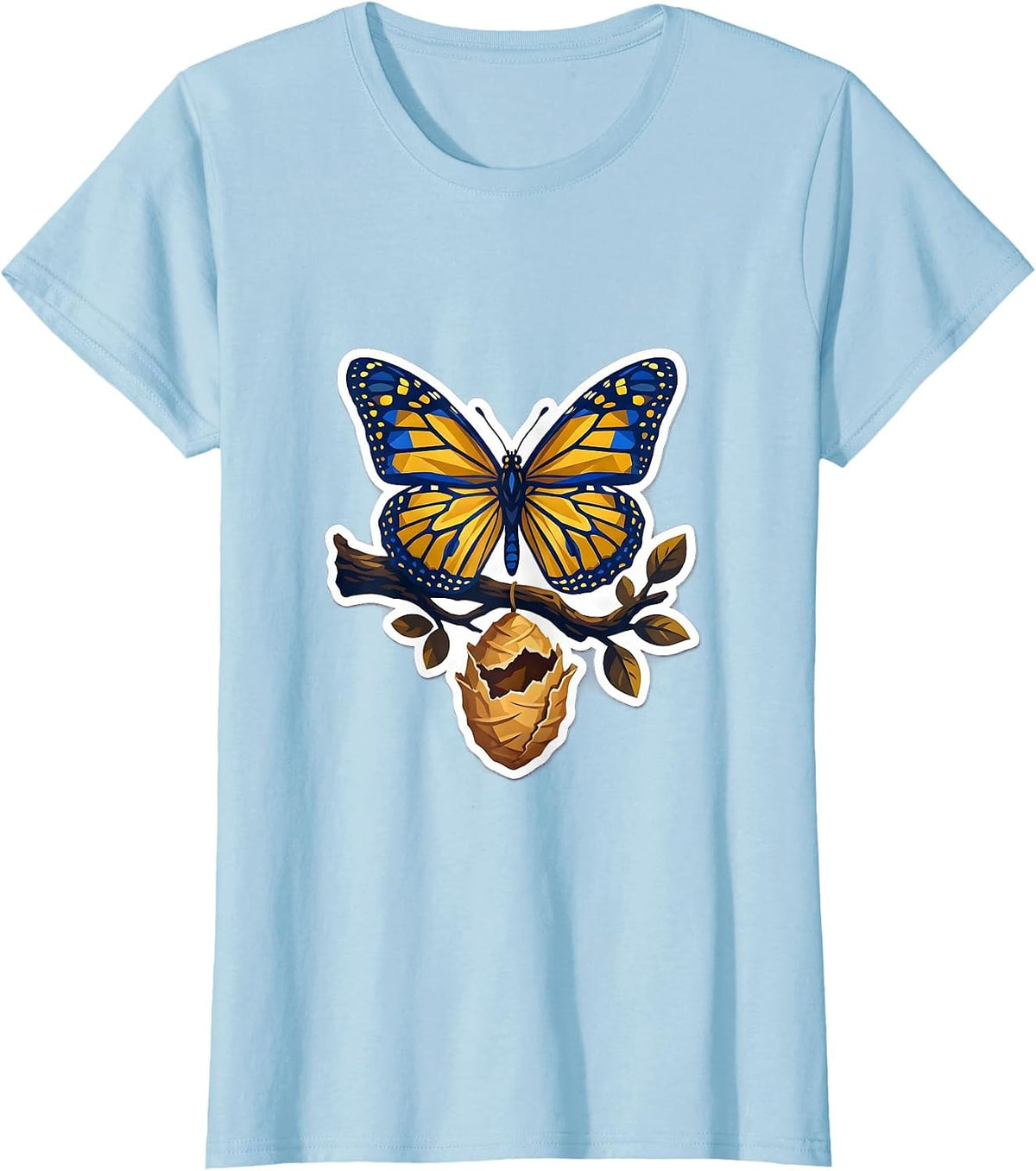 Women's Down Syndrome Awareness Butterfly Emerging Cocoon T-Shirt - Baby Blue