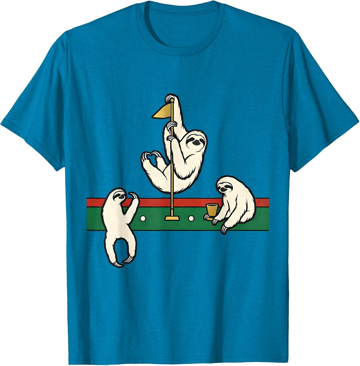 Sloth Golf Putting Green Novelty Humor Gift T-Shirt - Sapphire Blue