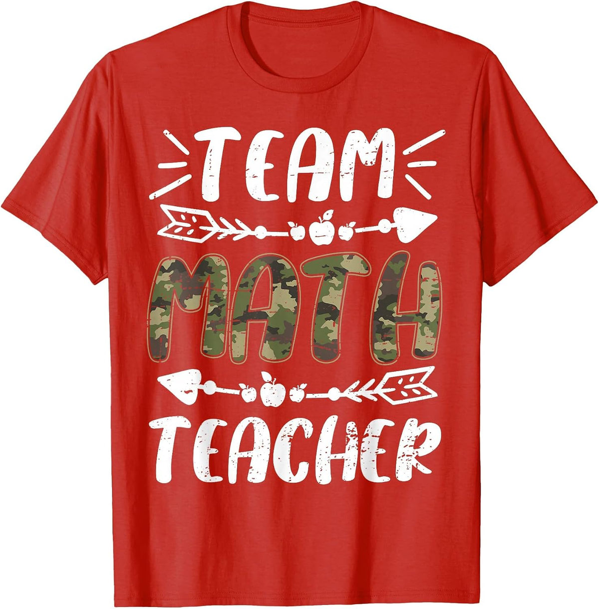 Funny Team Math Teacher Camo Teacher Student Back to School T-Shirt - Red