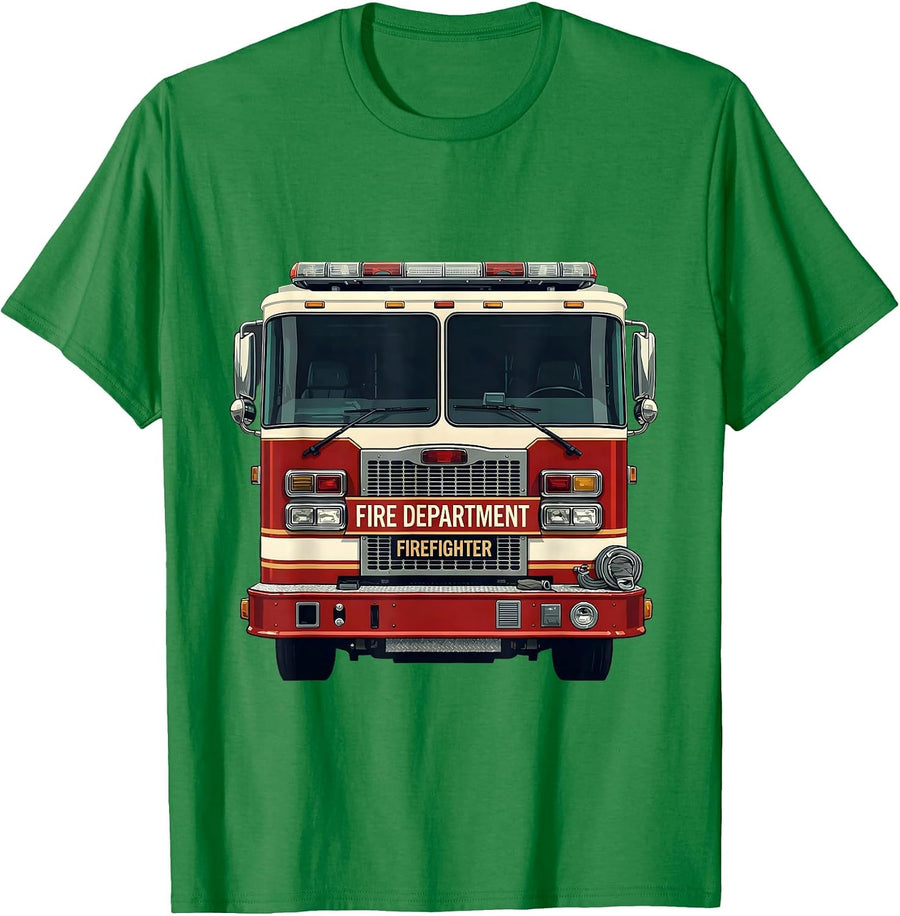 Men's FIRE DEPARTMENT FIREFIGHTER Funny Fire Truck Costume T-Shirt - Kelly Green