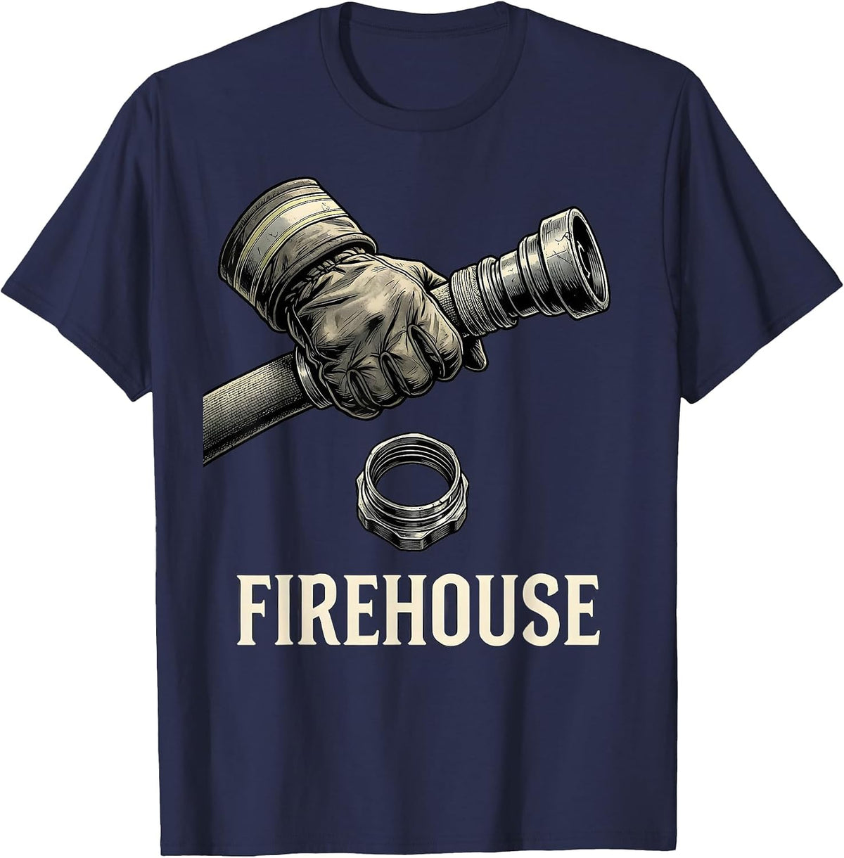 Men's FIREHOUSE Monochromatic Firefighter Pride Crew Memorial T-Shirt - Navy Blue