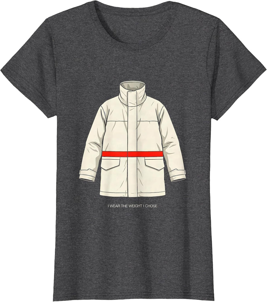 Women's I Wear The Weight I Chose Funny Firefighter Occupational T-Shirt - Dark Heather Grey