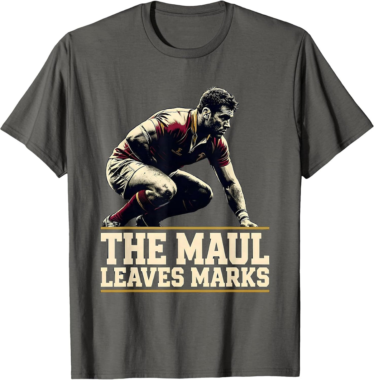 The Maul Leaves Marks Funny Rugby Player Coach Humor T-Shirt - Asphalt Grey