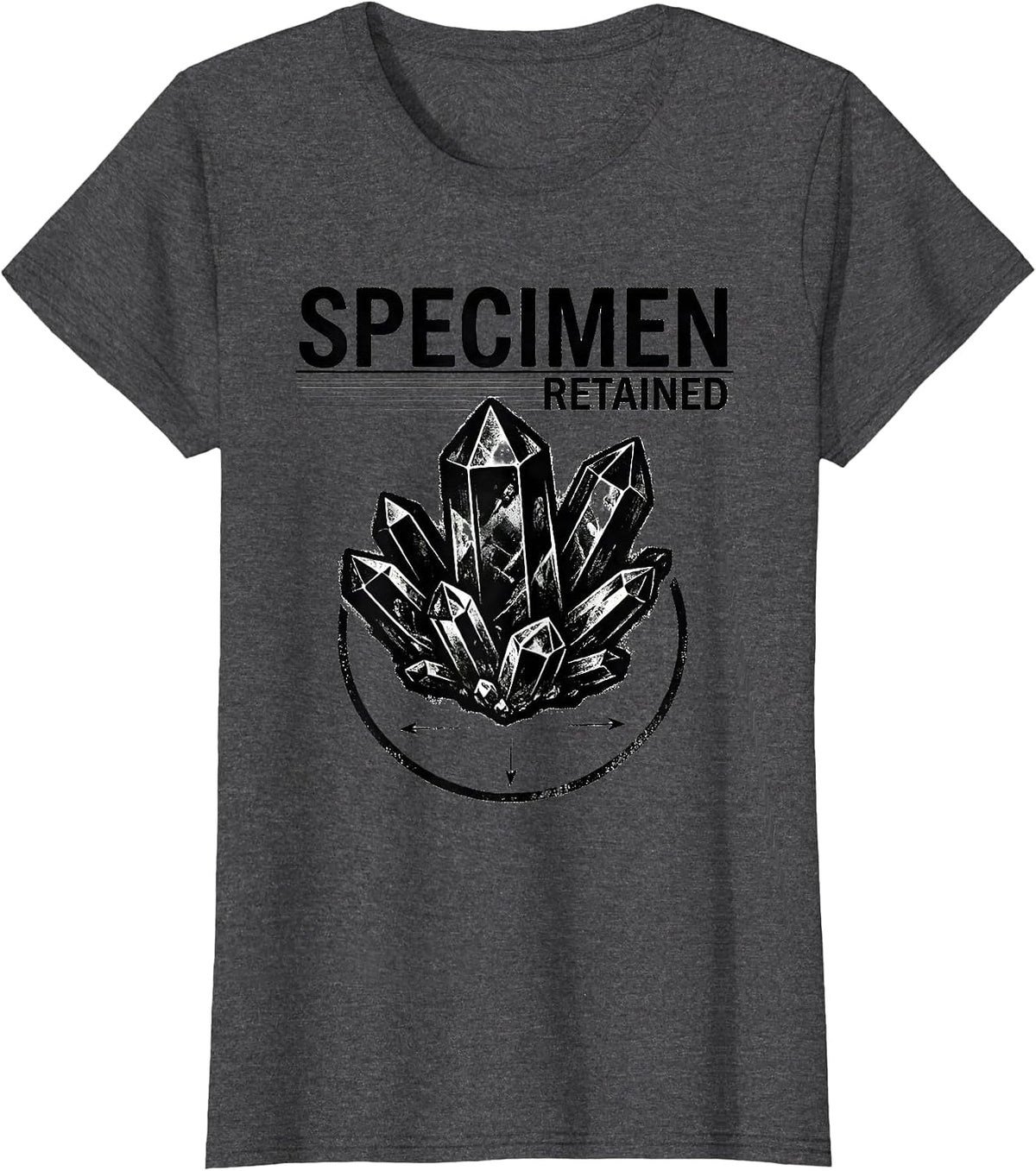 Women's Specimen, Retained Rubber Stamp Geology Rock Collector Humor T-Shirt - Dark Heather Grey