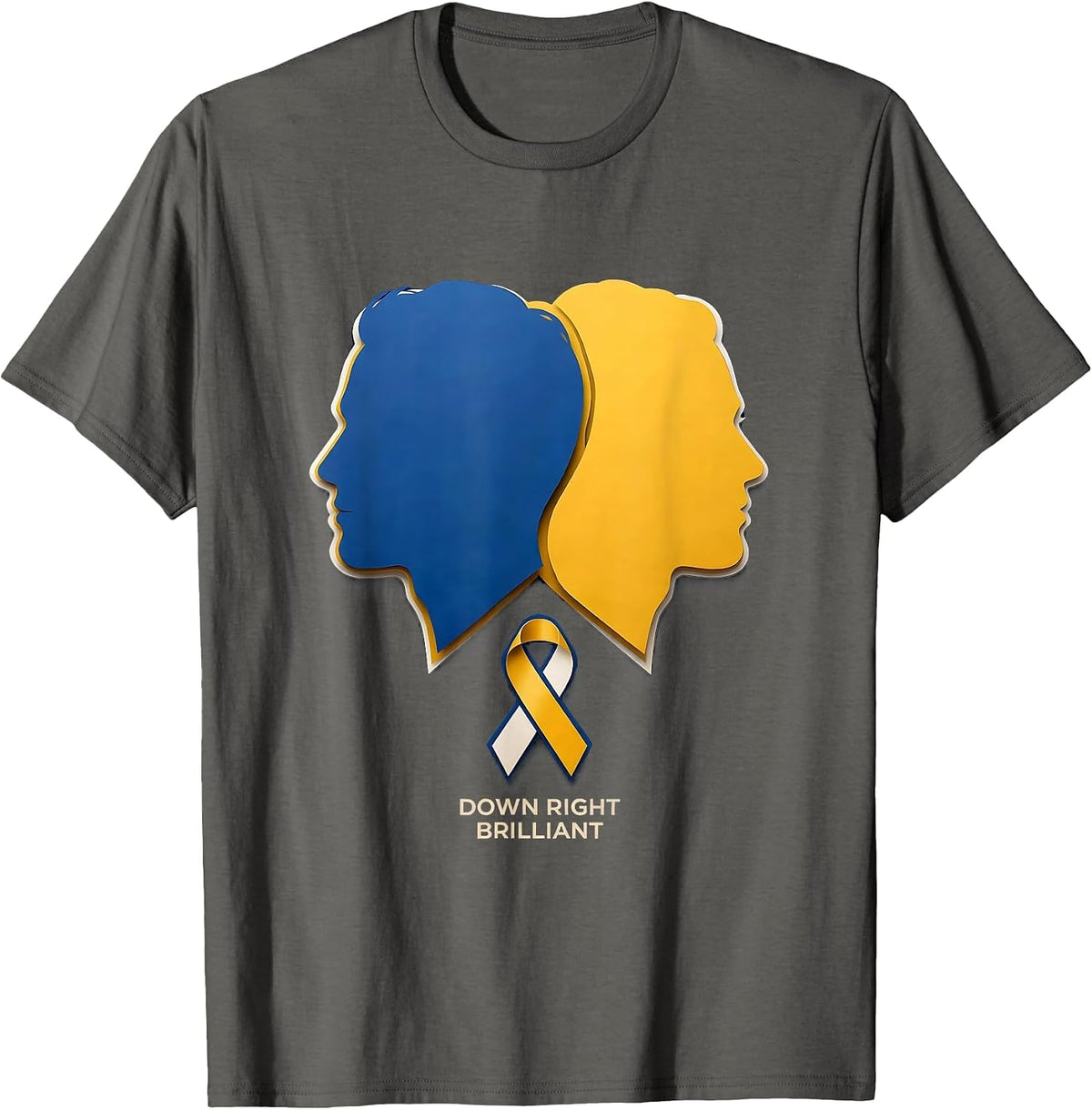 Men's Down Right Brilliant Paper Cutout Down Syndrome Awareness T-Shirt - Asphalt Grey