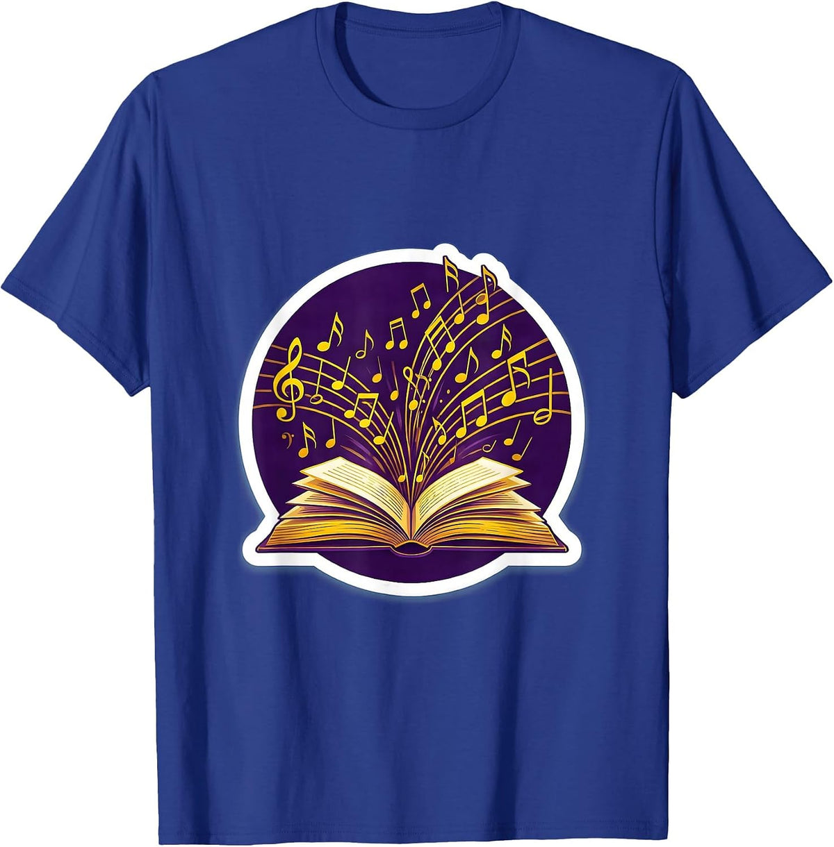 Men's Music Teacher Gift Music Notes Flying From Book T-Shirt - Royal Blue