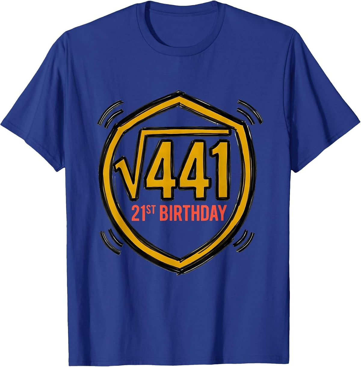 Men's √441 21st Birthday Math Humor Age 21 Birthday Gift T-Shirt - Royal Blue