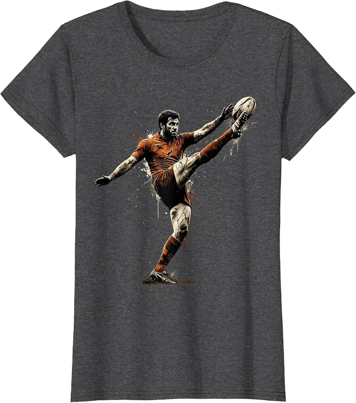 Women's Rugby Conversion Kick Silhouette Graphic T-Shirt - Dark Heather Grey