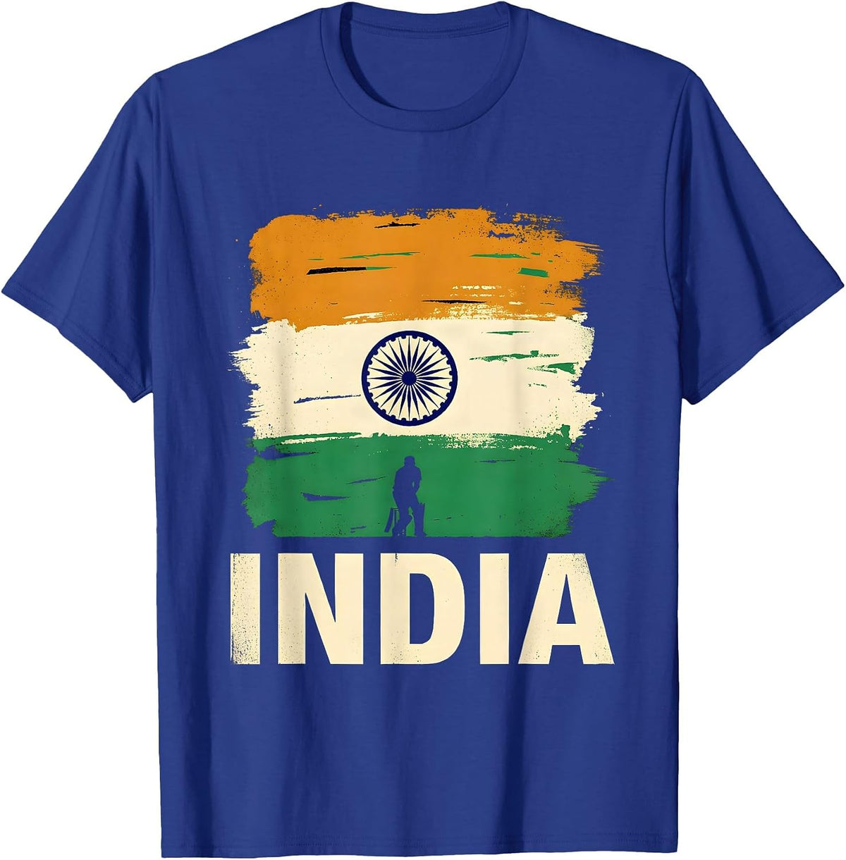 Men's India Screenprint Poster National Pride Cricket Fan T-Shirt - Royal Blue