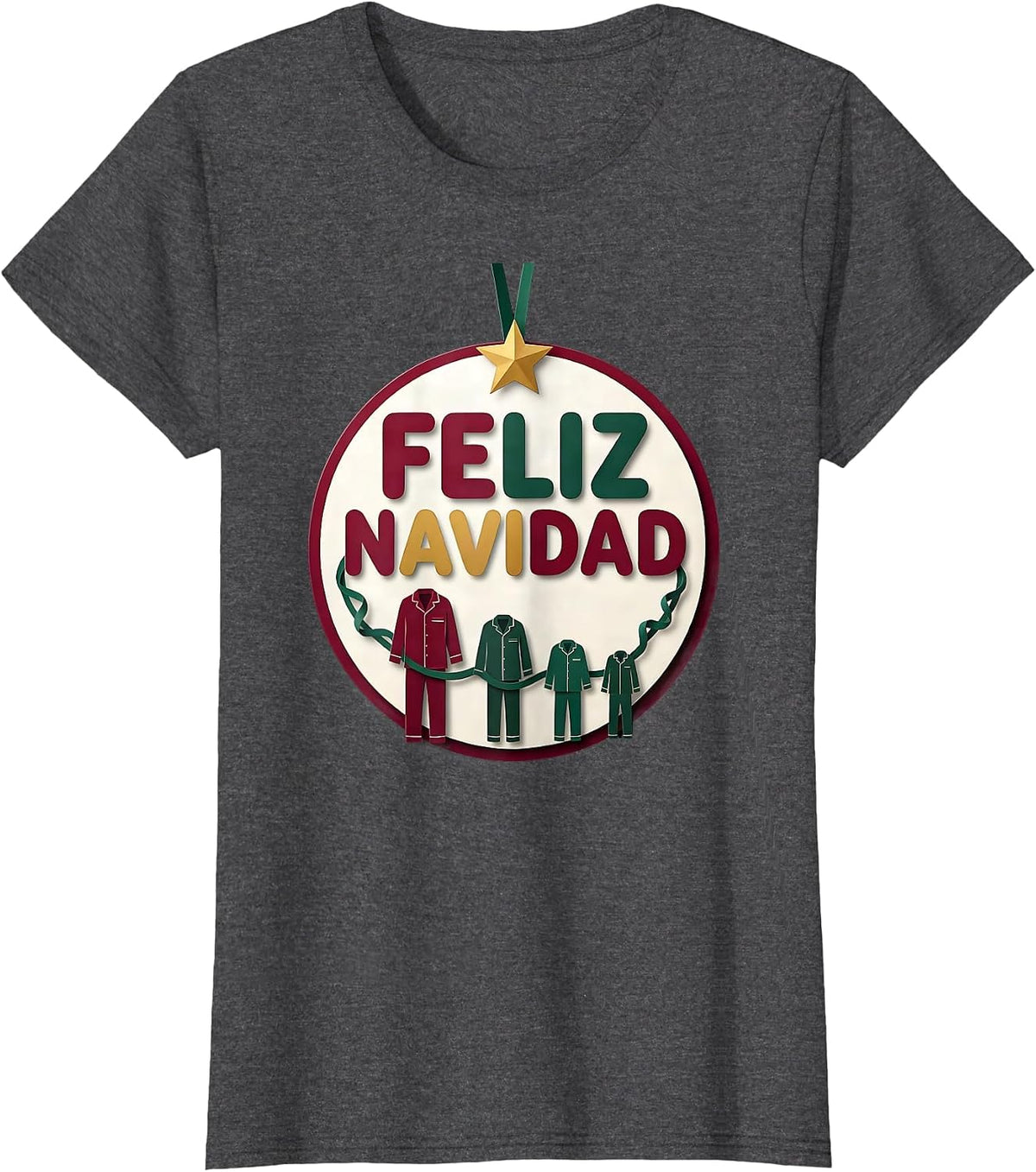 Women's Feliz Navidad Family Matching Spanish Mexican Christmas T-Shirt - Dark Heather Grey