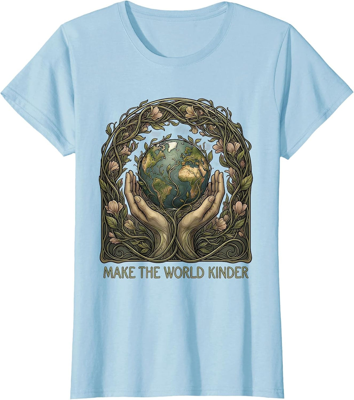 Make The World Kinder Kindness Graphic Design T-Shirt - Baby Blue