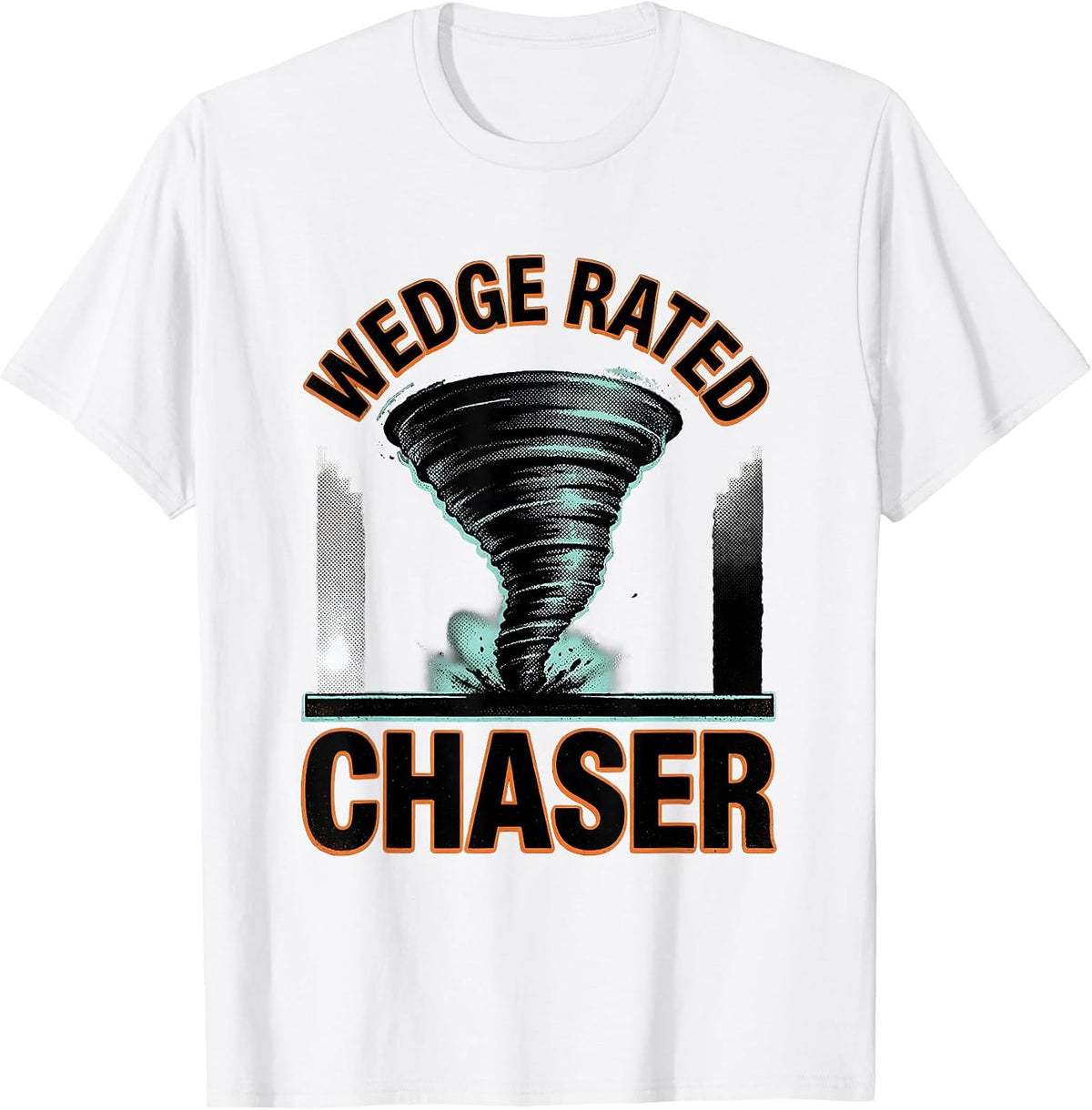 Men's Wedge Rated Chaser Funny Storm Chaser Tornado Enthusiast T-Shirt - White
